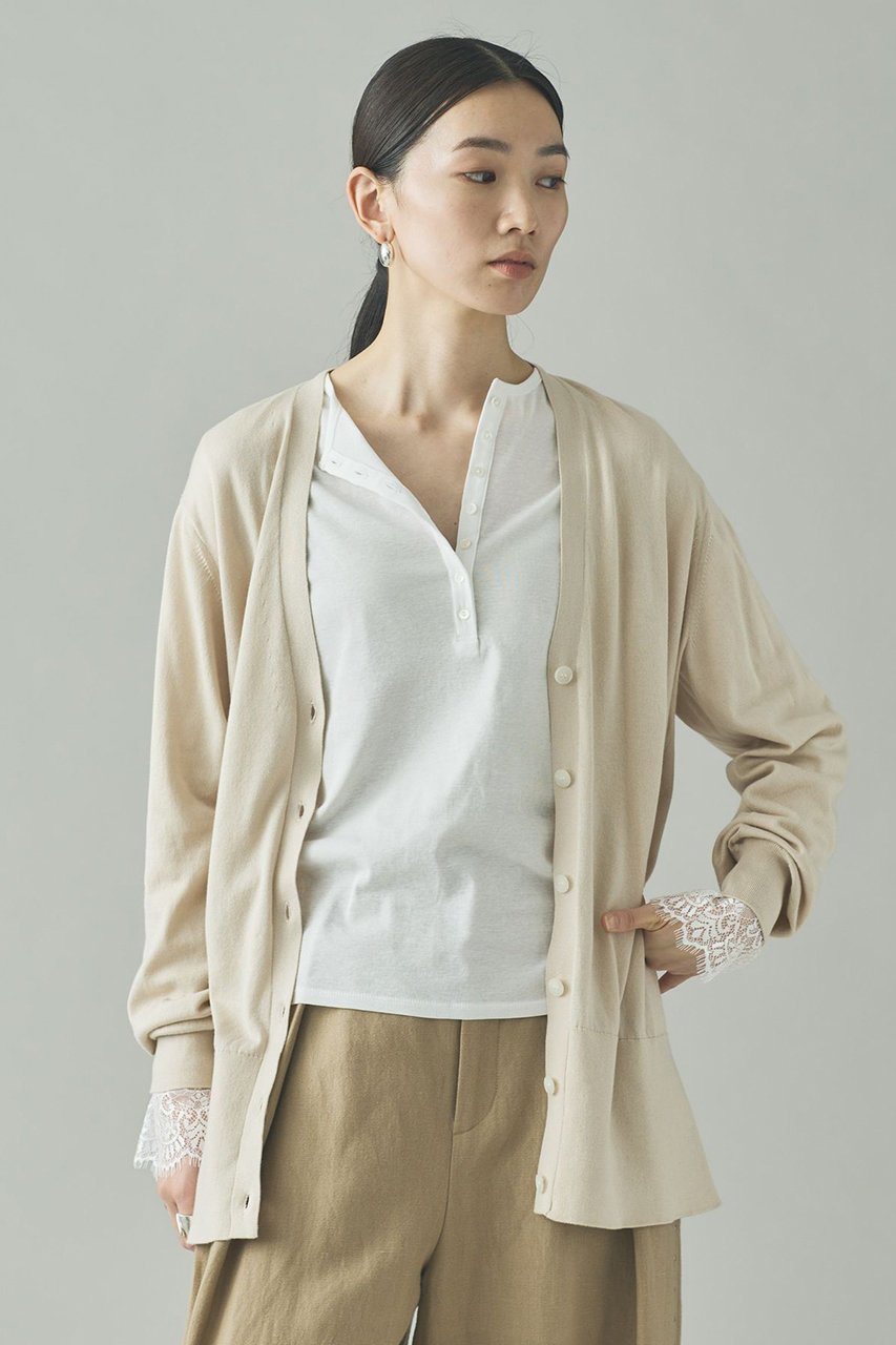 【カレンソロジー/Curensology】のファインコットンVネックカーディガン 人気、トレンドファッション・服の通販 founy(ファニー) 　ファッション　Fashion　レディースファッション　Fashion for Women　トップス・カットソー　Cut & Sew Tops　ニット　Knit Tops & Sweaters　カーディガン・羽織り　Layered Style Cardigans　Vネックトップス　V-Neck Tops / V-Cut Neckline Shirts　なめらか　Smooth, Silky Texture　イタリア　Italy　カーディガン　Cardigan, Knitwear　シンプル　Simple, Minimal　デニム　Denim, Jeans Material　ロング　Long, Long-Length　エレガント 上品　Elegant　other-2|ID: prp329100004887062 ipo3291000000036493689