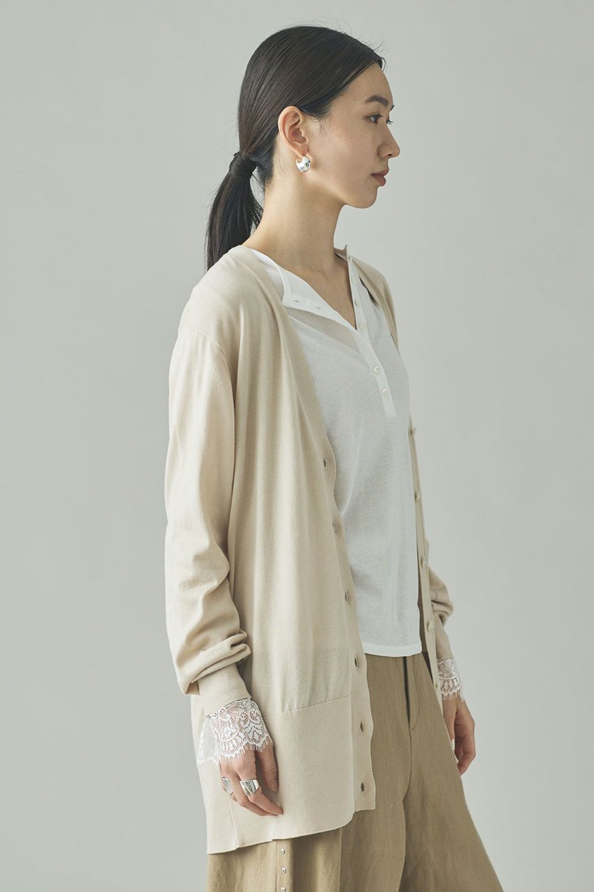 【カレンソロジー/Curensology】のファインコットンVネックカーディガン 人気、トレンドファッション・服の通販 founy(ファニー) 　ファッション　Fashion　レディースファッション　Fashion for Women　トップス・カットソー　Cut & Sew Tops　ニット　Knit Tops & Sweaters　カーディガン・羽織り　Layered Style Cardigans　Vネックトップス　V-Neck Tops / V-Cut Neckline Shirts　なめらか　Smooth, Silky Texture　イタリア　Italy　カーディガン　Cardigan, Knitwear　シンプル　Simple, Minimal　デニム　Denim, Jeans Material　ロング　Long, Long-Length　エレガント 上品　Elegant　other-3|ID: prp329100004887062 ipo3291000000036493691