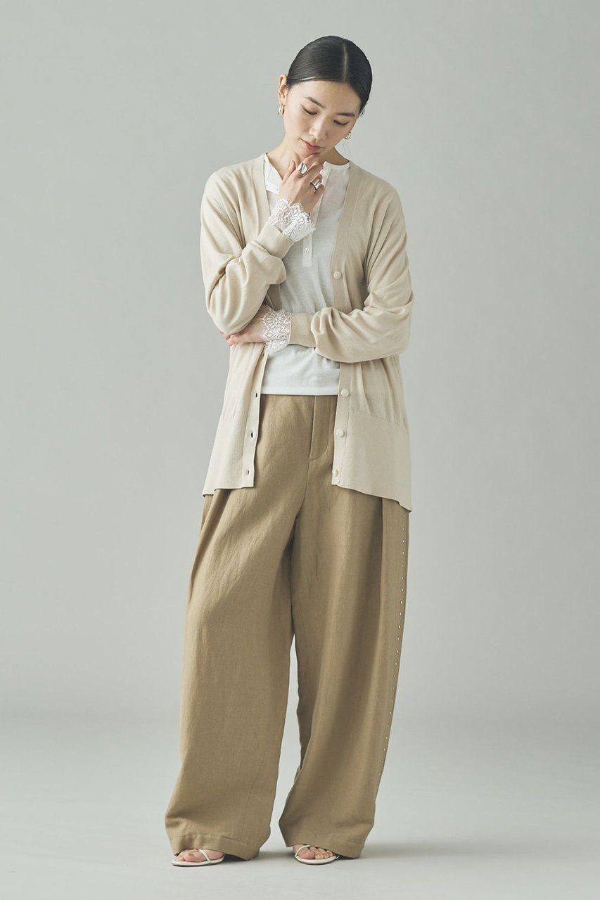 【カレンソロジー/Curensology】のファインコットンVネックカーディガン 人気、トレンドファッション・服の通販 founy(ファニー) 　ファッション　Fashion　レディースファッション　Fashion for Women　トップス・カットソー　Cut & Sew Tops　ニット　Knit Tops & Sweaters　カーディガン・羽織り　Layered Style Cardigans　Vネックトップス　V-Neck Tops / V-Cut Neckline Shirts　なめらか　Smooth, Silky Texture　イタリア　Italy　カーディガン　Cardigan, Knitwear　シンプル　Simple, Minimal　デニム　Denim, Jeans Material　ロング　Long, Long-Length　エレガント 上品　Elegant　other-5|ID: prp329100004887062 ipo3291000000036493696