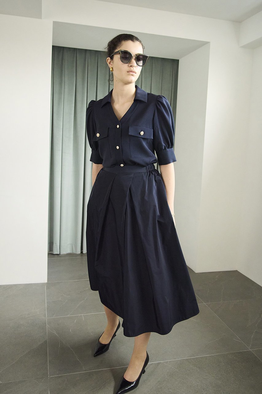 【エムダブリュー/MW】のタフタ タック スカート 人気、トレンドファッション・服の通販 founy(ファニー) 　ファッション　Fashion　レディースファッション　Fashion for Women　スカート　Skirts　ロングスカート　Long Skirts / Maxi & Midi Skirts　クロップド　Cropped, Short Length　タフタ　Taffeta, Structured Fabric　ロング　Long, Long-Length　新作・新入荷　New Arrivals / New In　other-6|ID: prp329100004887090 ipo3291000000036488335