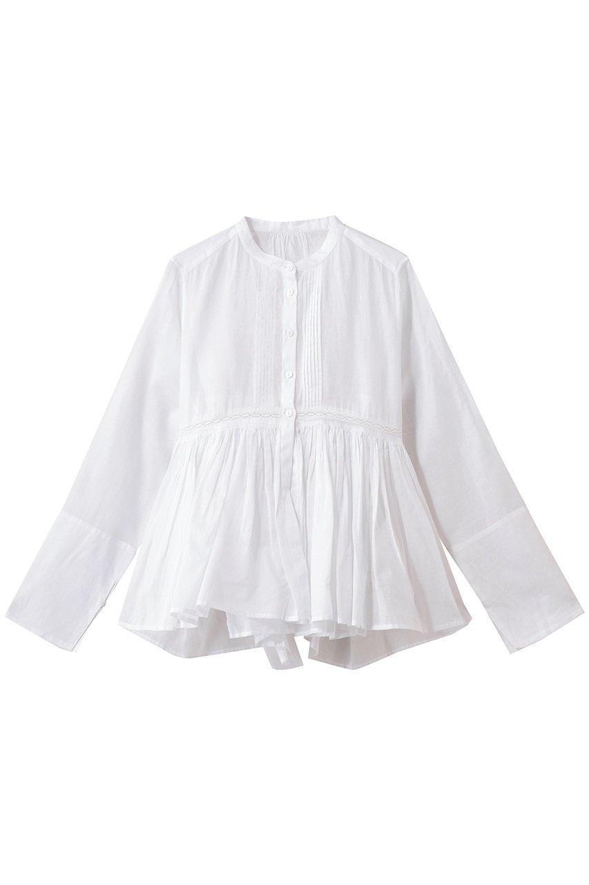 【マリリンムーン/MARILYN MOON】のシアースターチドコットンレースフレアブラウス 人気、トレンドファッション・服の通販 founy(ファニー) 　ファッション　Fashion　レディースファッション　Fashion for Women　トップス・カットソー　Cut & Sew Tops　シャツ・ブラウス・オフィスカジュアル　Elegant Blouses & Button-Ups　おすすめ　Recommended / Our Picks　インド　Indian Textile　ギャザー　Gathered, Ruffled　シアー　Sheer, See-Through　スリーブ　Sleeve, Long Sleeve / Short Sleeve　モダン　Modern, Contemporary　レース　Lace, Lace Fabric　ロング　Long, Long-Length　 other-1|ID: prp329100004887124 ipo3291000000036488602