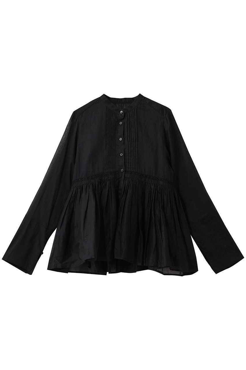 【マリリンムーン/MARILYN MOON】のシアースターチドコットンレースフレアブラウス インテリア・キッズ・メンズ・レディースファッション・服の通販 founy(ファニー) 　ファッション　Fashion　レディースファッション　Fashion for Women　トップス・カットソー　Cut & Sew Tops　シャツ・ブラウス・オフィスカジュアル　Elegant Blouses & Button-Ups　おすすめ　Recommended / Our Picks　インド　Indian Textile　ギャザー　Gathered, Ruffled　シアー　Sheer, See-Through　スリーブ　Sleeve, Long Sleeve / Short Sleeve　モダン　Modern, Contemporary　レース　Lace, Lace Fabric　ロング　Long, Long-Length　ブラック|ID: prp329100004887124 ipo3291000000036488604