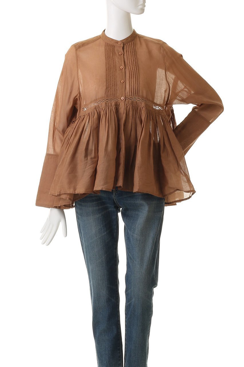 【マリリンムーン/MARILYN MOON】のシアースターチドコットンレースフレアブラウス 人気、トレンドファッション・服の通販 founy(ファニー) 　ファッション　Fashion　レディースファッション　Fashion for Women　トップス・カットソー　Cut & Sew Tops　シャツ・ブラウス・オフィスカジュアル　Elegant Blouses & Button-Ups　おすすめ　Recommended / Our Picks　インド　Indian Textile　ギャザー　Gathered, Ruffled　シアー　Sheer, See-Through　スリーブ　Sleeve, Long Sleeve / Short Sleeve　モダン　Modern, Contemporary　レース　Lace, Lace Fabric　ロング　Long, Long-Length　other-2|ID: prp329100004887124 ipo3291000000036488606