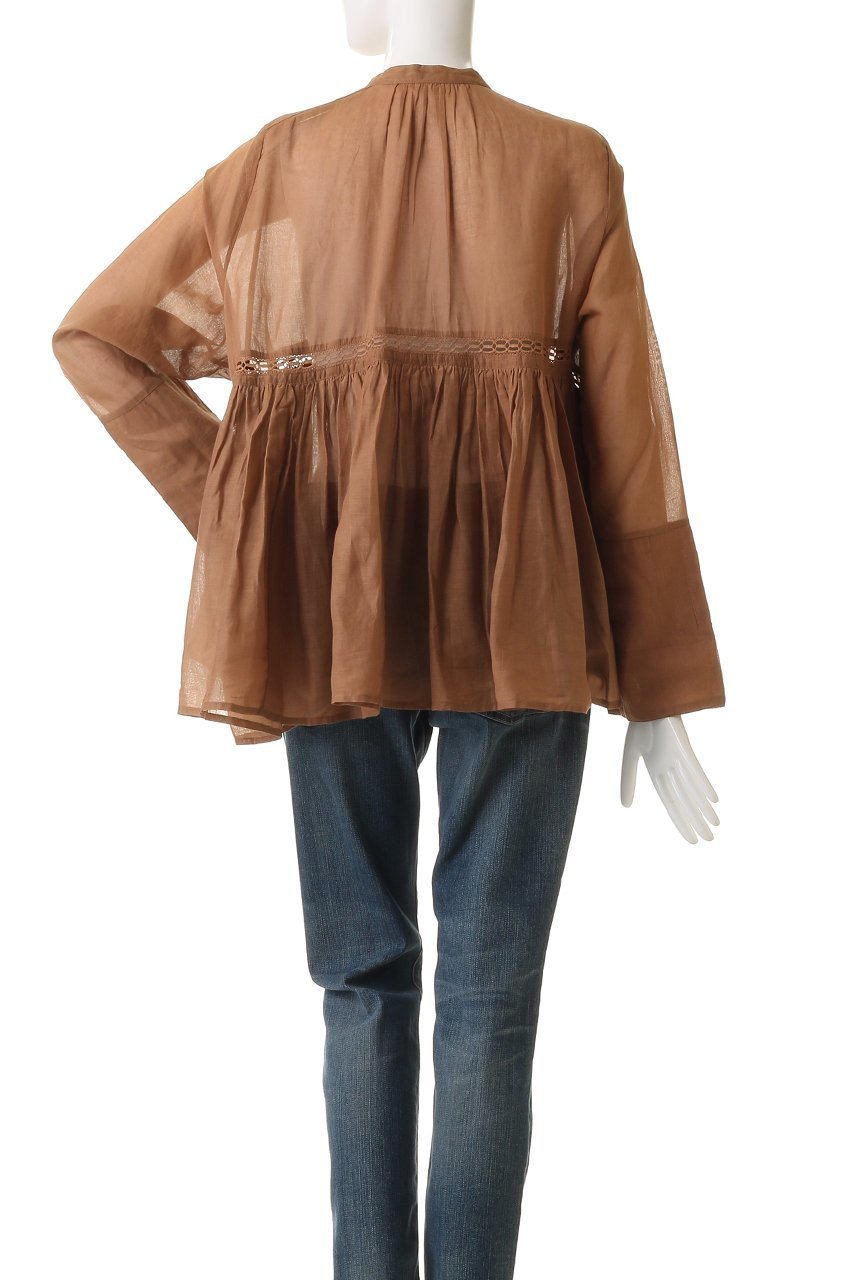 【マリリンムーン/MARILYN MOON】のシアースターチドコットンレースフレアブラウス 人気、トレンドファッション・服の通販 founy(ファニー) 　ファッション　Fashion　レディースファッション　Fashion for Women　トップス・カットソー　Cut & Sew Tops　シャツ・ブラウス・オフィスカジュアル　Elegant Blouses & Button-Ups　おすすめ　Recommended / Our Picks　インド　Indian Textile　ギャザー　Gathered, Ruffled　シアー　Sheer, See-Through　スリーブ　Sleeve, Long Sleeve / Short Sleeve　モダン　Modern, Contemporary　レース　Lace, Lace Fabric　ロング　Long, Long-Length　other-4|ID: prp329100004887124 ipo3291000000036488608