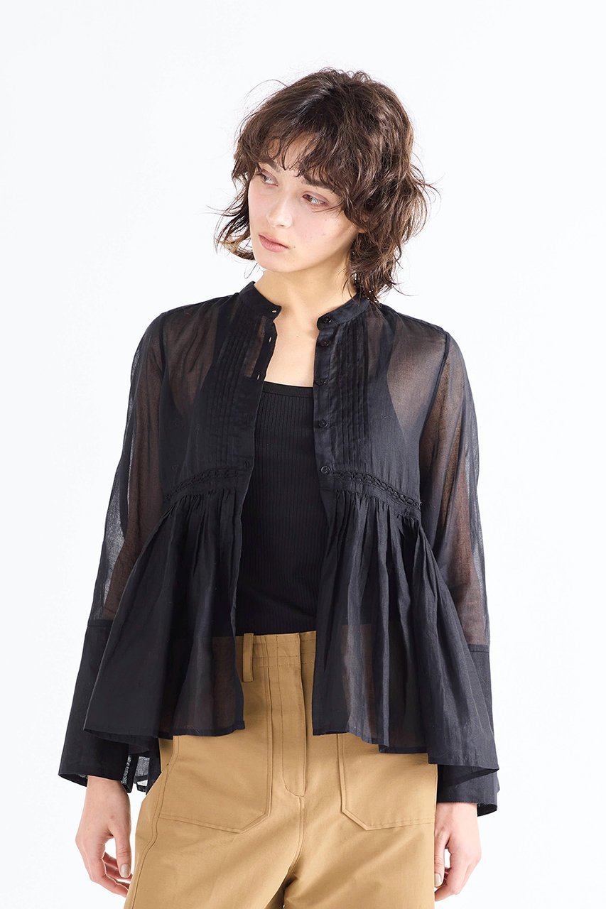 【マリリンムーン/MARILYN MOON】のシアースターチドコットンレースフレアブラウス 人気、トレンドファッション・服の通販 founy(ファニー) 　ファッション　Fashion　レディースファッション　Fashion for Women　トップス・カットソー　Cut & Sew Tops　シャツ・ブラウス・オフィスカジュアル　Elegant Blouses & Button-Ups　おすすめ　Recommended / Our Picks　インド　Indian Textile　ギャザー　Gathered, Ruffled　シアー　Sheer, See-Through　スリーブ　Sleeve, Long Sleeve / Short Sleeve　モダン　Modern, Contemporary　レース　Lace, Lace Fabric　ロング　Long, Long-Length　other-8|ID: prp329100004887124 ipo3291000000036488612