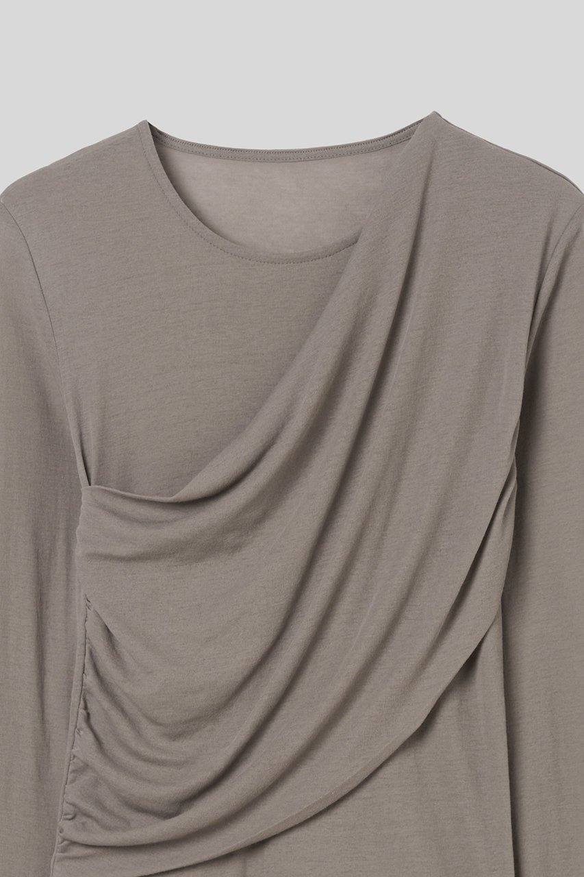 【イロット/IIROT】のskin touch ロング スリーブ 人気、トレンドファッション・服の通販 founy(ファニー) 　ファッション　Fashion　レディースファッション　Fashion for Women　トップス・カットソー　Cut & Sew Tops　シャツ・ブラウス・オフィスカジュアル　Elegant Blouses & Button-Ups　ロングTシャツ・Tシャツ　Longline T-Shirts & Tees　カットソー・ベーシックTシャツ　Cut-and-Sewn Tops / Stretch Tees & Basics　シアー　Sheer, See-Through　シャーリング　Shirring, Ruched　スリーブ　Sleeve, Long Sleeve / Short Sleeve　ロング　Long, Long-Length　エレガント 上品　Elegant　再入荷　Restock / Back in Stock　other-3|ID: prp329100004887129 ipo3291000000036488651