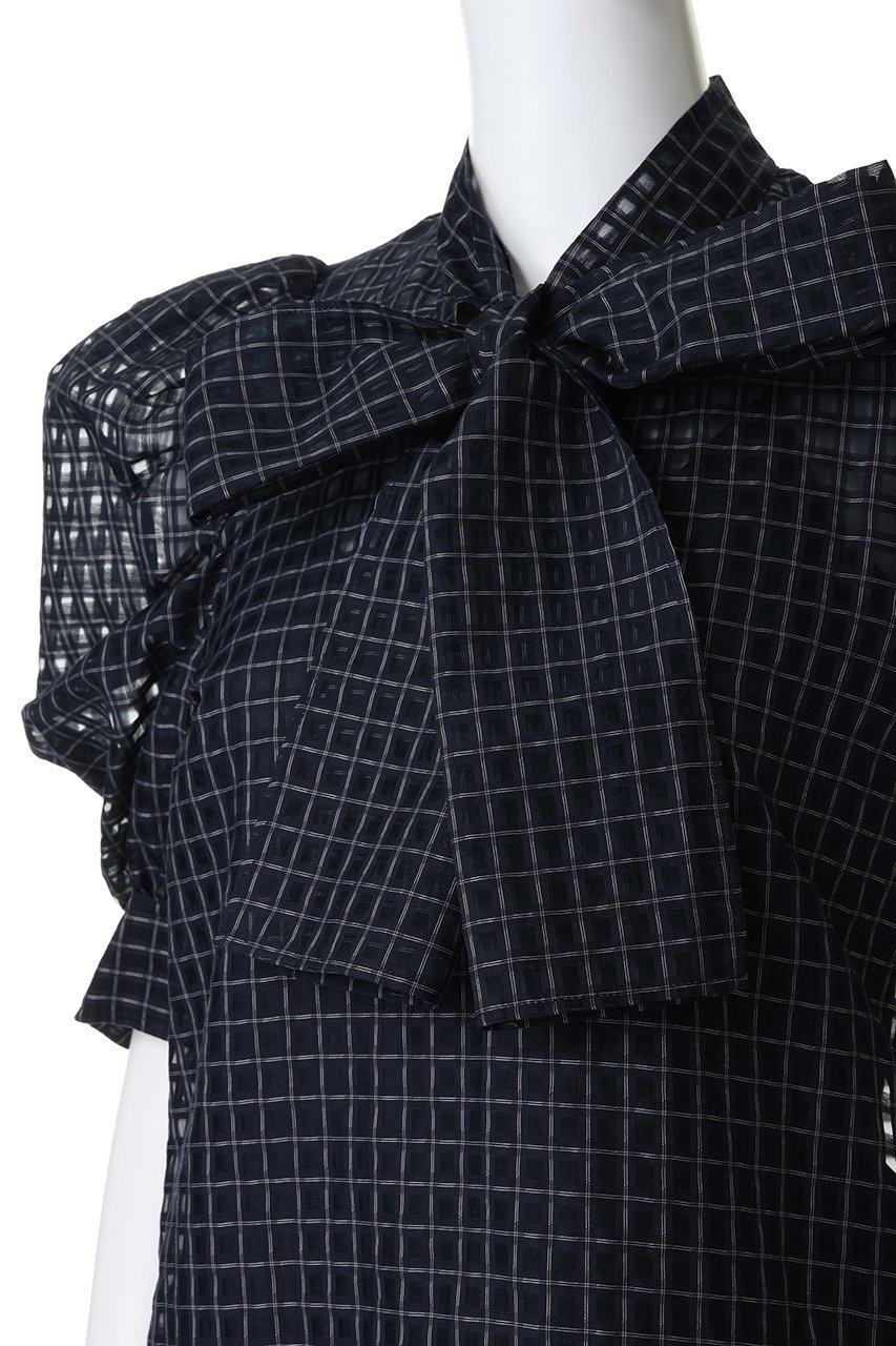 【コルコバード/CORCOVADO】のコットンシルクシアーチェックブラウス 人気、トレンドファッション・服の通販 founy(ファニー) 　ファッション　Fashion　レディースファッション　Fashion for Women　トップス・カットソー　Cut & Sew Tops　シャツ・ブラウス・オフィスカジュアル　Elegant Blouses & Button-Ups　インナー　Innerwear　キャミソール　Camisole, Spaghetti Strap Top　シアー　Sheer, See-Through　ショート　Short, Short Length　シルク　Silk, 100% Silk　スリーブ　Sleeve, Long Sleeve / Short Sleeve　チェック　Check, Plaid, Tartan　フェミニン　Feminine, Girly　リボン　Ribbon, Bow　エレガント 上品　Elegant　other-5|ID: prp329100004887150 ipo3291000000036488833