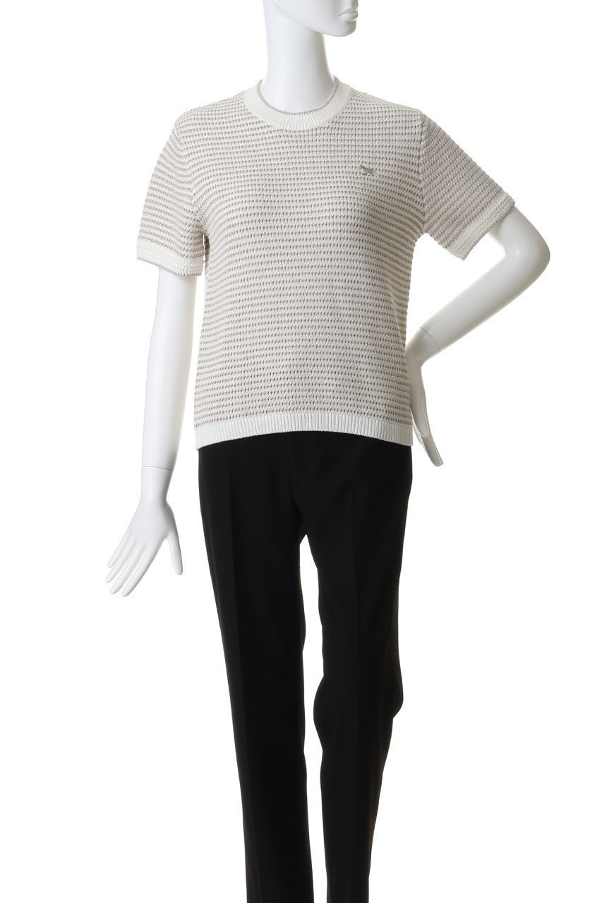 【メゾン キツネ/MAISON KITSUNE】のLACE KNIT STRIPED ショートスリーブ ジャンパー 人気、トレンドファッション・服の通販 founy(ファニー) 　ファッション　Fashion　レディースファッション　Fashion for Women　トップス・カットソー　Cut & Sew Tops　ニット　Knit Tops & Sweaters　カジュアルプルオーバー・ニットトップス　Pullovers & Knit Tops / Casual Pullovers　ショート　Short, Short Length　シンプル　Simple, Minimal　ストライプ　Stripe, Striped Pattern　スリーブ　Sleeve, Long Sleeve / Short Sleeve　レース　Lace, Lace Fabric　新作・新入荷　New Arrivals / New In　other-2|ID: prp329100004887152 ipo3291000000036488845