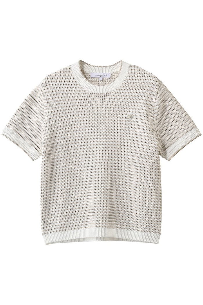 【メゾン キツネ/MAISON KITSUNE】のLACE KNIT STRIPED ショートスリーブ ジャンパー インテリア・キッズ・メンズ・レディースファッション・服の通販 founy(ファニー) https://founy.com/ ファッション Fashion レディースファッション Fashion for Women トップス・カットソー Cut & Sew Tops ニット Knit Tops & Sweaters カジュアルプルオーバー・ニットトップス Pullovers & Knit Tops / Casual Pullovers ショート Short, Short Length シンプル Simple, Minimal ストライプ Stripe, Striped Pattern スリーブ Sleeve, Long Sleeve / Short Sleeve レース Lace, Lace Fabric |ID: prp329100004887152 ipo3291000000036809199