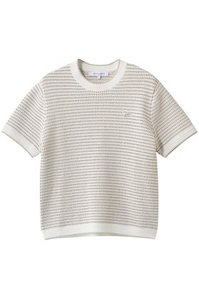 【メゾン キツネ/MAISON KITSUNE】 LACE KNIT STRIPED ショートスリーブ ジャンパー人気、トレンドファッション・服の通販 founy(ファニー) ファッション Fashion レディースファッション Fashion for Women トップス・カットソー Cut & Sew Tops ニット Knit Tops & Sweaters カジュアルプルオーバー・ニットトップス Pullovers & Knit Tops / Casual Pullovers ショート Short, Short Length シンプル Simple, Minimal ストライプ Stripe, Striped Pattern スリーブ Sleeve, Long Sleeve / Short Sleeve レース Lace, Lace Fabric |ID:prp329100004887152