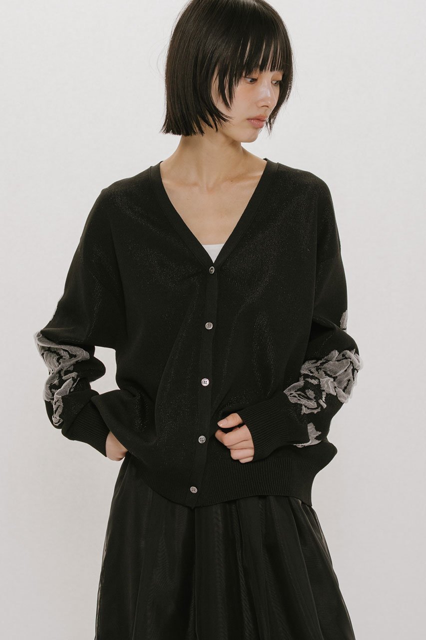 【ミディウミソリッド/MIDIUMISOLID】のflower jacquard C/D カーディガン 人気、トレンドファッション・服の通販 founy(ファニー) 　ファッション　Fashion　レディースファッション　Fashion for Women　トップス・カットソー　Cut & Sew Tops　ニット　Knit Tops & Sweaters　カーディガン・羽織り　Layered Style Cardigans　カーディガン　Cardigan, Knitwear　シアー　Sheer, See-Through　シンプル　Simple, Minimal　ジャカード／ジャガード　Jacquard, Woven Pattern　スリーブ　Sleeve, Long Sleeve / Short Sleeve　フェミニン　Feminine, Girly　フラワー　Flower, Floral　モチーフ　Motif, Design Theme　ロング　Long, Long-Length　エレガント 上品　Elegant　other-6|ID: prp329100004887156 ipo3291000000036488883