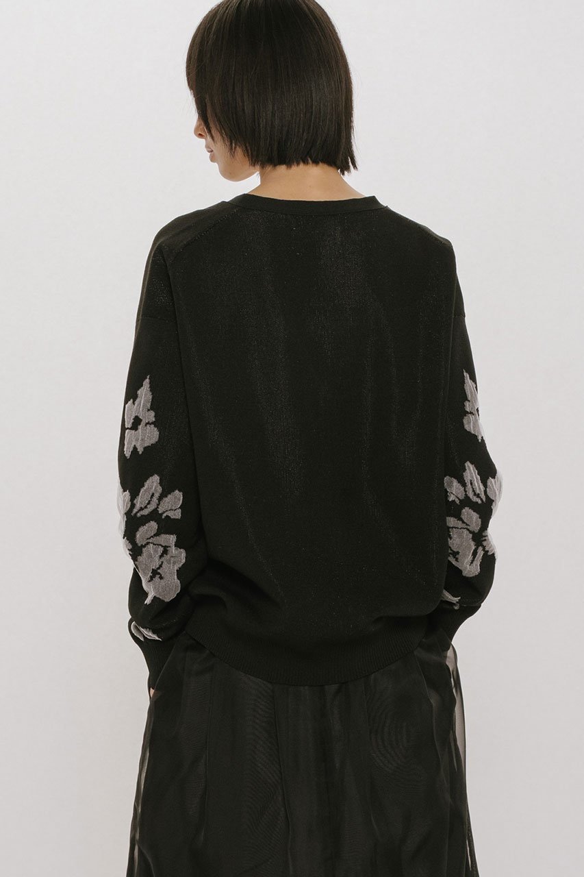 【ミディウミソリッド/MIDIUMISOLID】のflower jacquard C/D カーディガン 人気、トレンドファッション・服の通販 founy(ファニー) 　ファッション　Fashion　レディースファッション　Fashion for Women　トップス・カットソー　Cut & Sew Tops　ニット　Knit Tops & Sweaters　カーディガン・羽織り　Layered Style Cardigans　カーディガン　Cardigan, Knitwear　シアー　Sheer, See-Through　シンプル　Simple, Minimal　ジャカード／ジャガード　Jacquard, Woven Pattern　スリーブ　Sleeve, Long Sleeve / Short Sleeve　フェミニン　Feminine, Girly　フラワー　Flower, Floral　モチーフ　Motif, Design Theme　ロング　Long, Long-Length　エレガント 上品　Elegant　other-8|ID: prp329100004887156 ipo3291000000036488885