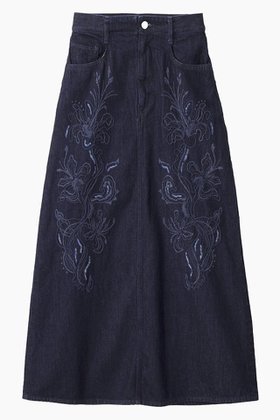 【ミューラル/MURRAL】のNerine エンブロイダード デニム スカート 人気、トレンドファッション・服の通販 founy(ファニー) ファッション Fashion レディースファッション Fashion for Women スカート Skirts ロングスカート Long Skirts / Maxi & Midi Skirts クラッシュ Distressed, Crashed Style シンプル Simple, Minimal ダイヤモンド Diamond, Brilliant Cut デニム Denim, Jeans Material ロング Long, Long-Length 手描き Hand-Drawn, Illustrated 新作・新入荷 New Arrivals / New In |ID:prp329100004887180