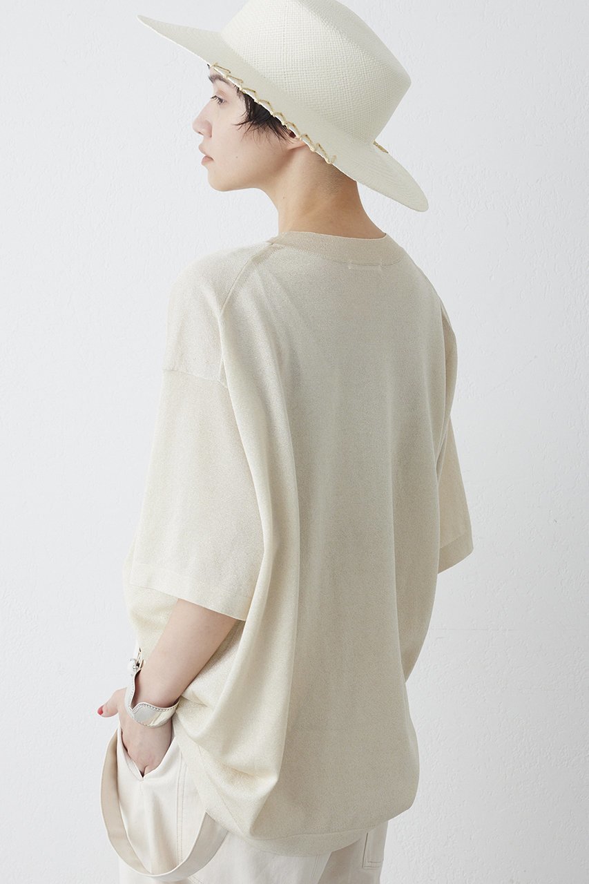 【ウィムガゼット/Whim Gazette】のラメニットTEE 人気、トレンドファッション・服の通販 founy(ファニー) 　ファッション　Fashion　レディースファッション　Fashion for Women　トップス・カットソー　Cut & Sew Tops　ニット　Knit Tops & Sweaters　シャツ・ブラウス・オフィスカジュアル　Elegant Blouses & Button-Ups　ロングTシャツ・Tシャツ　Longline T-Shirts & Tees　カットソー・ベーシックTシャツ　Cut-and-Sewn Tops / Stretch Tees & Basics　なめらか　Smooth, Silky Texture　インナー　Innerwear　ショート　Short, Short Length　シルバー　Silver, Metallic Silver　シンプル　Simple, Minimal　ジャケット　Jacket, Outerwear　スリーブ　Sleeve, Long Sleeve / Short Sleeve　ベスト　Vest, Waistcoat　ボトム　Bottoms, Lower Wear　リラックス　Relax, Relaxed Fit　エレガント 上品　Elegant　半袖　Short Sleeve, Half Sleeve　新作・新入荷　New Arrivals / New In　other-3|ID: prp329100004887243 ipo3291000000036491437