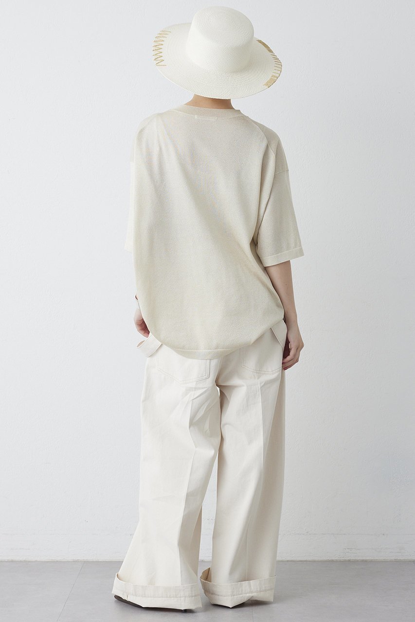 【ウィムガゼット/Whim Gazette】のラメニットTEE 人気、トレンドファッション・服の通販 founy(ファニー) 　ファッション　Fashion　レディースファッション　Fashion for Women　トップス・カットソー　Cut & Sew Tops　ニット　Knit Tops & Sweaters　シャツ・ブラウス・オフィスカジュアル　Elegant Blouses & Button-Ups　ロングTシャツ・Tシャツ　Longline T-Shirts & Tees　カットソー・ベーシックTシャツ　Cut-and-Sewn Tops / Stretch Tees & Basics　なめらか　Smooth, Silky Texture　インナー　Innerwear　ショート　Short, Short Length　シルバー　Silver, Metallic Silver　シンプル　Simple, Minimal　ジャケット　Jacket, Outerwear　スリーブ　Sleeve, Long Sleeve / Short Sleeve　ベスト　Vest, Waistcoat　ボトム　Bottoms, Lower Wear　リラックス　Relax, Relaxed Fit　エレガント 上品　Elegant　半袖　Short Sleeve, Half Sleeve　新作・新入荷　New Arrivals / New In　other-4|ID: prp329100004887243 ipo3291000000036491439