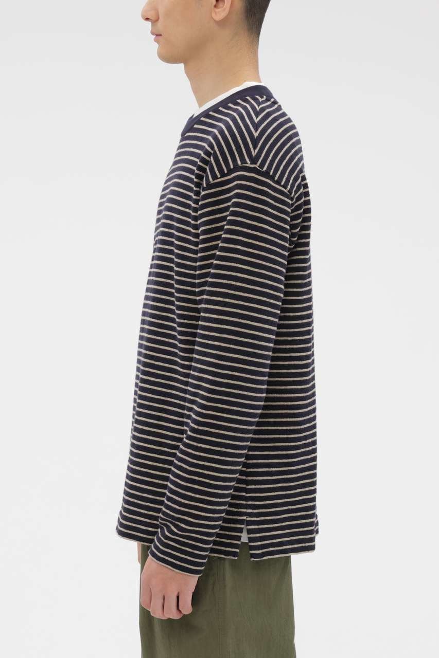 【その他のブランド/Other】のTEXTURED COTTON STRIPE TOP 人気、トレンドファッション・服の通販 founy(ファニー) 　ファッション　Fashion　レディースファッション　Fashion for Women　トップス・カットソー　Cut & Sew Tops　シャツ・ブラウス・オフィスカジュアル　Elegant Blouses & Button-Ups　ロングTシャツ・Tシャツ　Longline T-Shirts & Tees　カットソー・ベーシックTシャツ　Cut-and-Sewn Tops / Stretch Tees & Basics　シンプル　Simple, Minimal　ストライプ　Stripe, Striped Pattern　スリット　Slit, Slit Detail　スリーブ　Sleeve, Long Sleeve / Short Sleeve　テクスチャー　Texture, Textured Fabric　ロング　Long, Long-Length　新作・新入荷　New Arrivals / New In　other-6|ID: prp329100004887316 ipo3291000000036492004
