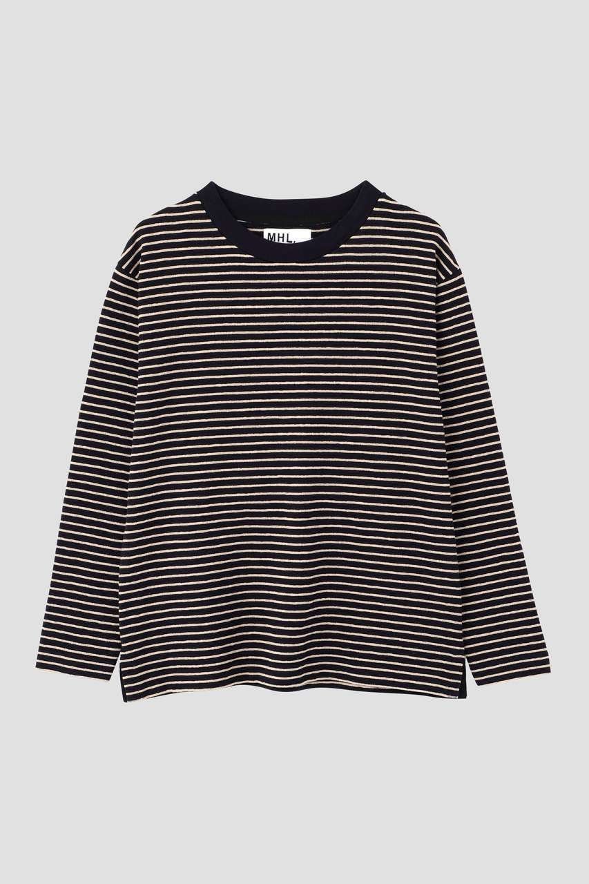 【その他のブランド/Other】のTEXTURED COTTON STRIPE TOP 人気、トレンドファッション・服の通販 founy(ファニー) 　ファッション　Fashion　レディースファッション　Fashion for Women　トップス・カットソー　Cut & Sew Tops　シャツ・ブラウス・オフィスカジュアル　Elegant Blouses & Button-Ups　ロングTシャツ・Tシャツ　Longline T-Shirts & Tees　カットソー・ベーシックTシャツ　Cut-and-Sewn Tops / Stretch Tees & Basics　シンプル　Simple, Minimal　ストライプ　Stripe, Striped Pattern　スリット　Slit, Slit Detail　スリーブ　Sleeve, Long Sleeve / Short Sleeve　テクスチャー　Texture, Textured Fabric　ロング　Long, Long-Length　新作・新入荷　New Arrivals / New In　other-7|ID: prp329100004887316 ipo3291000000036492006