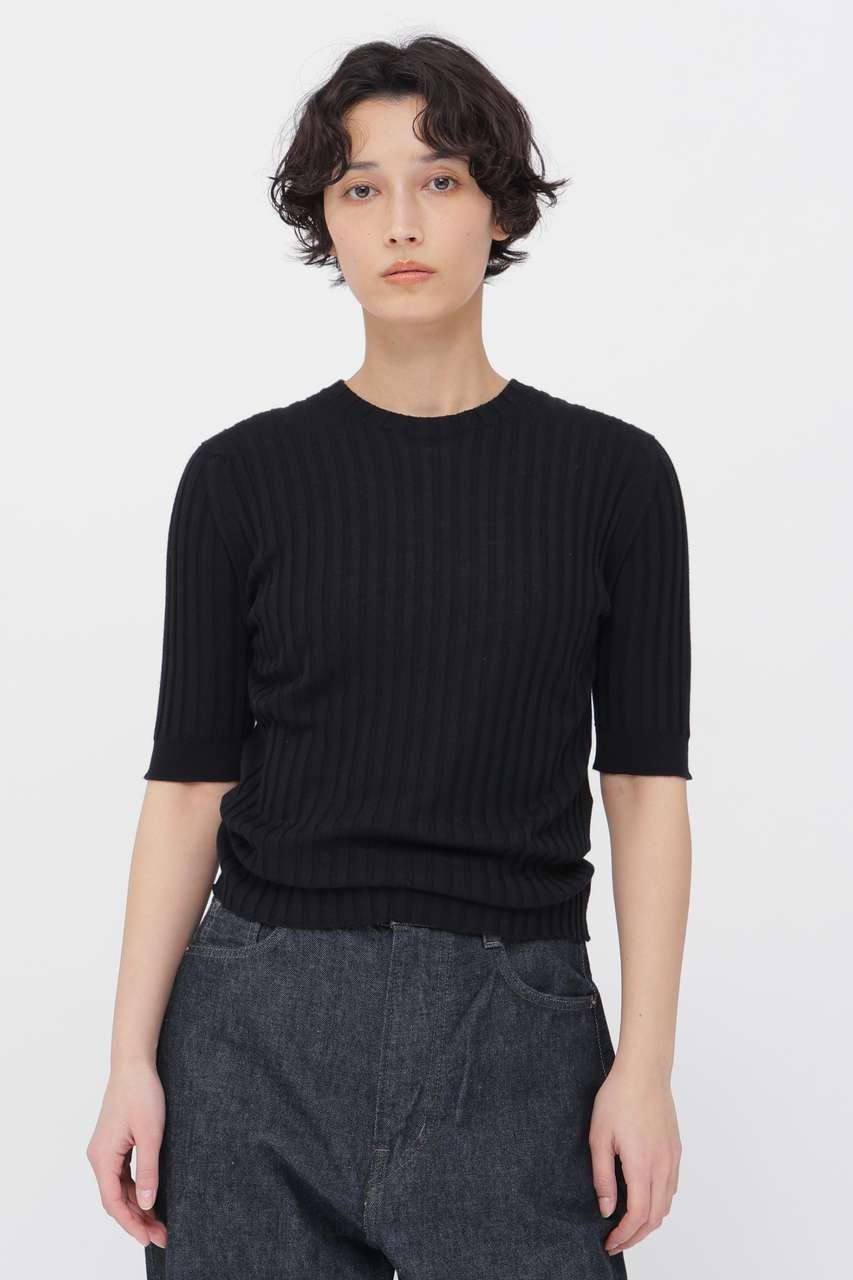 【マーガレットハウエル/MARGARET HOWELL】のFINE WOOL COTTON KNITWEAR インテリア・キッズ・メンズ・レディースファッション・服の通販 founy(ファニー) 　ファッション　Fashion　レディースファッション　Fashion for Women　トップス・カットソー　Cut & Sew Tops　ニット　Knit Tops & Sweaters　カジュアルプルオーバー・ニットトップス　Pullovers & Knit Tops / Casual Pullovers　なめらか　Smooth, Silky Texture　バランス　Balance, Style Balance　フィット　Fit, Slim Fit　エレガント 上品　Elegant　新作・新入荷　New Arrivals / New In　ブラック|ID: prp329100004887412 ipo3291000000036492761