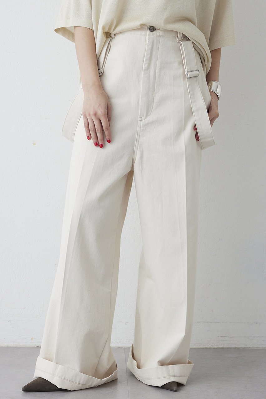 【ウィムガゼット/Whim Gazette】のサスペンダーチノパンツ インテリア・キッズ・メンズ・レディースファッション・服の通販 founy(ファニー) 　ファッション　Fashion　レディースファッション　Fashion for Women　パンツ　Pants & Trousers　おすすめ　Recommended / Our Picks　コンパクト　Compact, Small Size　サスペンダー　Suspenders, Braces　バランス　Balance, Style Balance　ワイド　Wide, Wide Fit　定番　Standard, Basic Item　新作・新入荷　New Arrivals / New In　オフホワイト|ID: prp329100004887432 ipo3291000000036492909