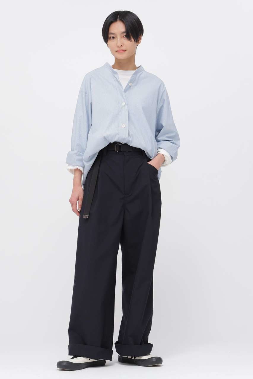 【マーガレットハウエル/MARGARET HOWELL】のUNIFORM WOOL POLYESTER TROUSERS インテリア・キッズ・メンズ・レディースファッション・服の通販 founy(ファニー) 　ファッション　Fashion　レディースファッション　Fashion for Women　パンツ　Pants & Trousers　おすすめ　Recommended / Our Picks　なめらか　Smooth, Silky Texture　ジャケット　Jacket, Outerwear　セットアップ　Set-Up, Coordinated Outfit　フラット　Flat, Flat Shoes　ベスト　Vest, Waistcoat　ポケット　Pocket, Pocket Detail　ヨーク　Yoke, Yoke Design　ワイド　Wide, Wide Fit　ワーク　Workwear, Utility Style　新作・新入荷　New Arrivals / New In　ネイビー|ID: prp329100004887435 ipo3291000000036492933