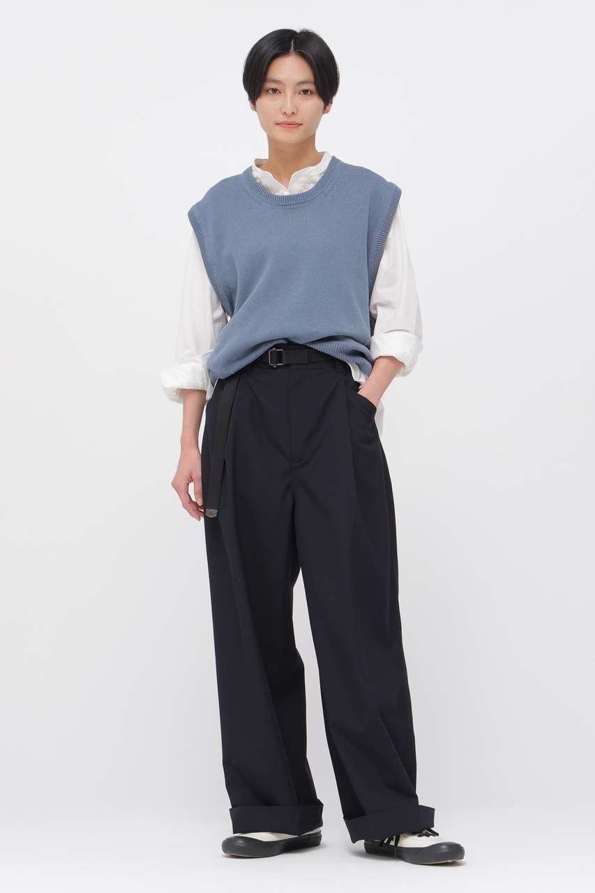 【マーガレットハウエル/MARGARET HOWELL】のUNIFORM WOOL POLYESTER TROUSERS 人気、トレンドファッション・服の通販 founy(ファニー) 　ファッション　Fashion　レディースファッション　Fashion for Women　パンツ　Pants & Trousers　おすすめ　Recommended / Our Picks　なめらか　Smooth, Silky Texture　ジャケット　Jacket, Outerwear　セットアップ　Set-Up, Coordinated Outfit　フラット　Flat, Flat Shoes　ベスト　Vest, Waistcoat　ポケット　Pocket, Pocket Detail　ヨーク　Yoke, Yoke Design　ワイド　Wide, Wide Fit　ワーク　Workwear, Utility Style　新作・新入荷　New Arrivals / New In　other-2|ID: prp329100004887435 ipo3291000000036492934