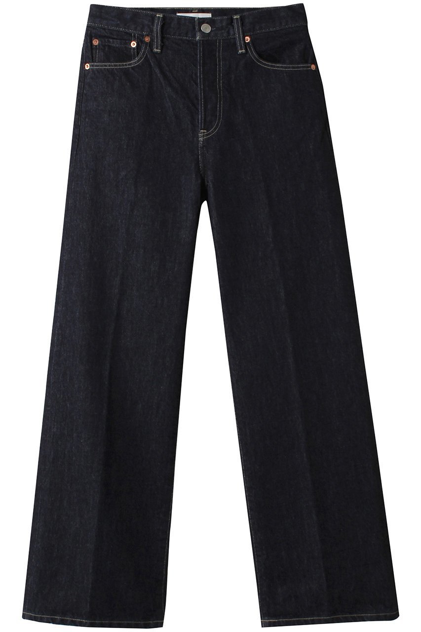 【エブール/ebure】のウォッシュドデニム ワイドストレートパンツ インテリア・キッズ・メンズ・レディースファッション・服の通販 founy(ファニー) 　ファッション　Fashion　レディースファッション　Fashion for Women　パンツ　Pants & Trousers　デニムパンツ・ジーンズ・美脚デニム　Denim Jeans & Pants　ストレート　Straight, Straight Cut　センター　Center, Center Line　デニム　Denim, Jeans Material　パターン　Pattern, Design Print　フィット　Fit, Slim Fit　ミドル　Middle Length, Mid Height　ユーズド　Used, Vintage-Look　ワイド　Wide, Wide Fit　再入荷　Restock / Back in Stock　定番　Standard, Basic Item　インディゴ|ID: prp329100004887607 ipo3291000000036495518