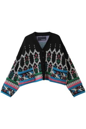 【エリオポール/heliopole】の【boussole】ジャカードVカーディガン 人気、トレンドファッション・服の通販 founy(ファニー) ファッション Fashion レディースファッション Fashion for Women トップス・カットソー Cut & Sew Tops ニット Knit Tops & Sweaters カーディガン・羽織り Layered Style Cardigans カラフル Colorful Design カーディガン Cardigan, Knitwear クロップド Cropped, Short Length ジャカード／ジャガード Jacquard, Woven Pattern |ID:prp329100004887613