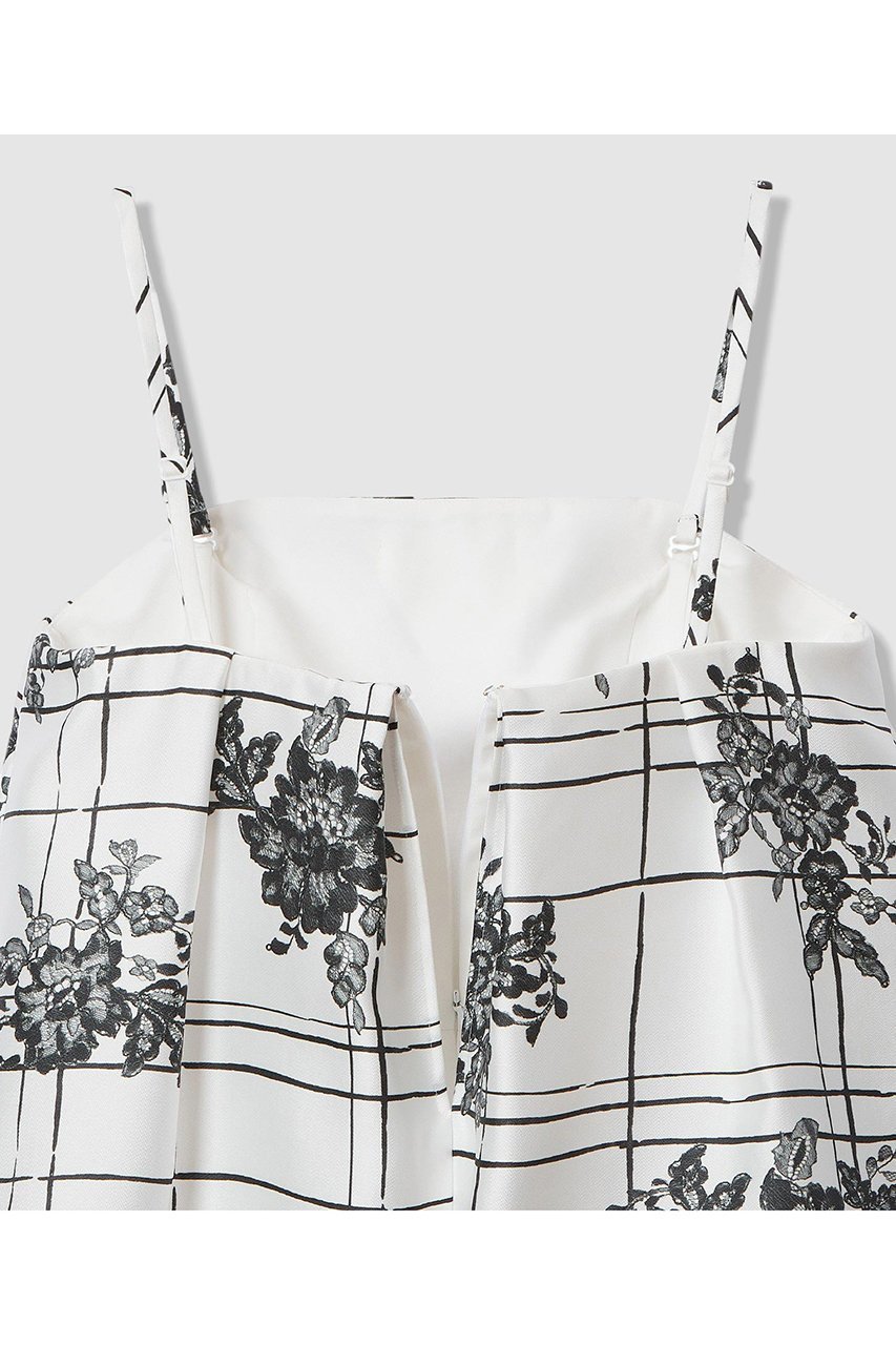 【アルアバイル/allureville】の【LOULOU WILLOUGHBY】SILK CO フラワーチェックワンピース 人気、トレンドファッション・服の通販 founy(ファニー) 　ファッション　Fashion　レディースファッション　Fashion for Women　ワンピース　Dresses　チュニック　Tunic Tops & Dresses　イタリア　Italy　エレガント 上品　Elegant　コルセット　Corset, Bustier　チェック　Check, Plaid, Tartan　チュニック　Tunic, Long Top　フラワー　Flower, Floral　モチーフ　Motif, Design Theme　モノトーン　Monotone, Black and White　レース　Lace, Lace Fabric　ロング　Long, Long-Length　other-4|ID: prp329100004887617 ipo3291000000036495737