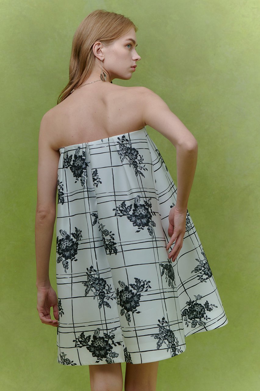 【アルアバイル/allureville】の【LOULOU WILLOUGHBY】SILK CO フラワーチェックワンピース 大人の最旬トレンドファッション＆コーディネート founy(ファウニー) 　ファッション　Fashion　レディースファッション　Fashion for Women　ワンピース　Dresses　チュニック　Tunic Tops & Dresses　イタリア　Italy　エレガント 上品　Elegant　コルセット　Corset, Bustier　チェック　Check, Plaid, Tartan　チュニック　Tunic, Long Top　フラワー　Flower, Floral　モチーフ　Motif, Design Theme　モノトーン　Monotone, Black and White　レース　Lace, Lace Fabric　ロング　Long, Long-Length　other-8|ID: prp329100004887617 ipo3291000000036924366