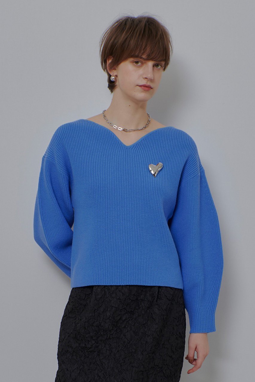 【アルアバイル/allureville】のハートネックプルオーバー 人気、トレンドファッション・服の通販 founy(ファニー) 　ファッション　Fashion　レディースファッション　Fashion for Women　トップス・カットソー　Cut & Sew Tops　ニット　Knit Tops & Sweaters　カジュアルプルオーバー・ニットトップス　Pullovers & Knit Tops / Casual Pullovers　アクセサリー　Fashion Accessories　シンプル　Simple, Minimal　スリーブ　Sleeve, Long Sleeve / Short Sleeve　デコルテ　Décolleté, Neckline　バランス　Balance, Style Balance　other-6|ID: prp329100004887619 ipo3291000000036495768