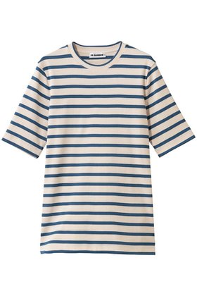 【ジル サンダー/JIL SANDER】の【JIL SANDER+】クルーネック ショートスリーブ ボーダーTシャツ 人気、トレンドファッション・服の通販 founy(ファニー) ファッション Fashion レディースファッション Fashion for Women トップス・カットソー Cut & Sew Tops シャツ・ブラウス・オフィスカジュアル Elegant Blouses & Button-Ups ロングTシャツ・Tシャツ Longline T-Shirts & Tees カットソー・ベーシックTシャツ Cut-and-Sewn Tops / Stretch Tees & Basics ショート Short, Short Length ジャケット Jacket, Outerwear スリーブ Sleeve, Long Sleeve / Short Sleeve ボーダー Border, Stripe エレガント 上品 Elegant |ID:prp329100004887629