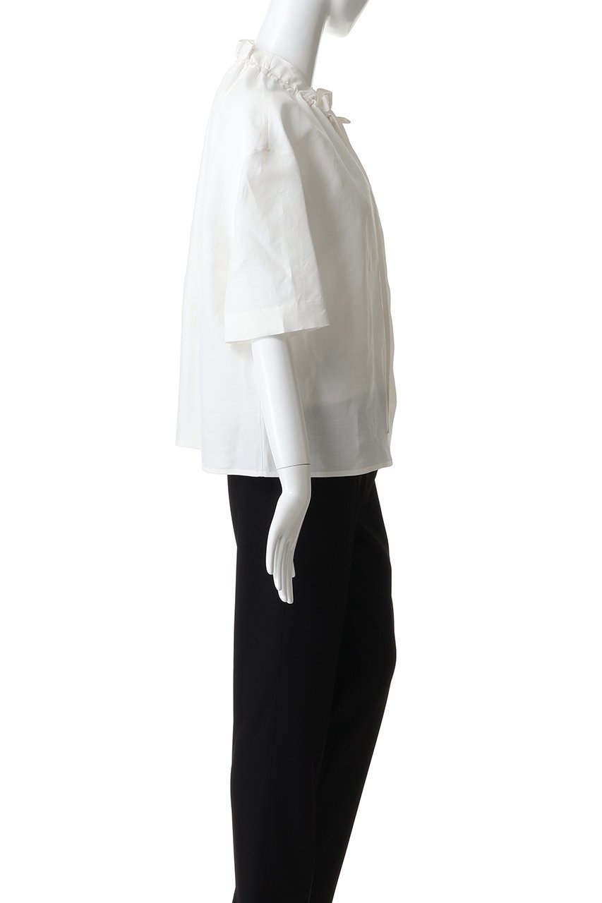 【ジル サンダー/JIL SANDER】の【JIL SANDER+】リネンブレンド ドローコードネック シャツ 人気、トレンドファッション・服の通販 founy(ファニー) 　ファッション　Fashion　レディースファッション　Fashion for Women　トップス・カットソー　Cut & Sew Tops　シャツ・ブラウス・オフィスカジュアル　Elegant Blouses & Button-Ups　ショート　Short, Short Length　シンプル　Simple, Minimal　スリーブ　Sleeve, Long Sleeve / Short Sleeve　リネン　Linen, Linen Fabric　リボン　Ribbon, Bow　other-3|ID: prp329100004887631 ipo3291000000036495895