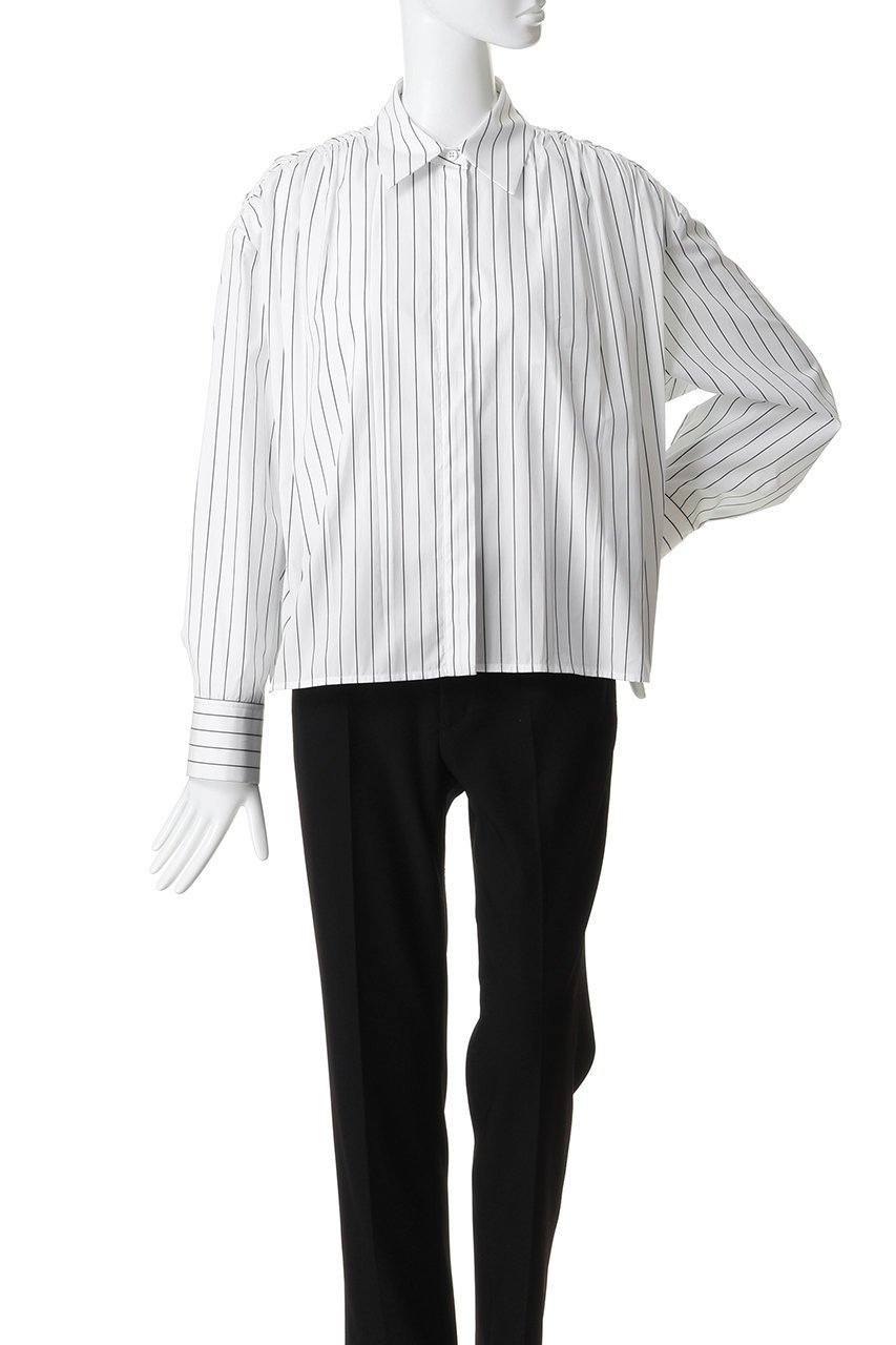 【ジル サンダー/JIL SANDER】のライトウェイト ストライプ コットン シャツ 人気、トレンドファッション・服の通販 founy(ファニー) 　ファッション　Fashion　レディースファッション　Fashion for Women　トップス・カットソー　Cut & Sew Tops　シャツ・ブラウス・オフィスカジュアル　Elegant Blouses & Button-Ups　ギャザー　Gathered, Ruffled　ストライプ　Stripe, Striped Pattern　スリーブ　Sleeve, Long Sleeve / Short Sleeve　ロング　Long, Long-Length　other-2|ID: prp329100004887633 ipo3291000000036495906