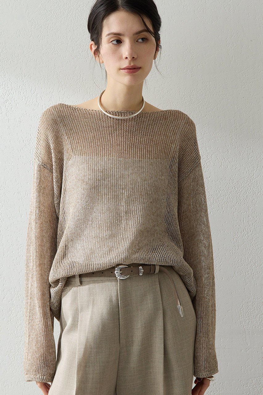 【ウィムガゼット/Whim Gazette】のボートメッシュニットプルオーバー インテリア・キッズ・メンズ・レディースファッション・服の通販 founy(ファニー) 　ファッション　Fashion　レディースファッション　Fashion for Women　トップス・カットソー　Cut & Sew Tops　ニット　Knit Tops & Sweaters　カジュアルプルオーバー・ニットトップス　Pullovers & Knit Tops / Casual Pullovers　シンプル　Simple, Minimal　フェミニン　Feminine, Girly　メッシュ　Mesh, Net Fabric　リラックス　Relax, Relaxed Fit　夏　Summer　ブラウン|ID: prp329100004887657 ipo3291000000036496294