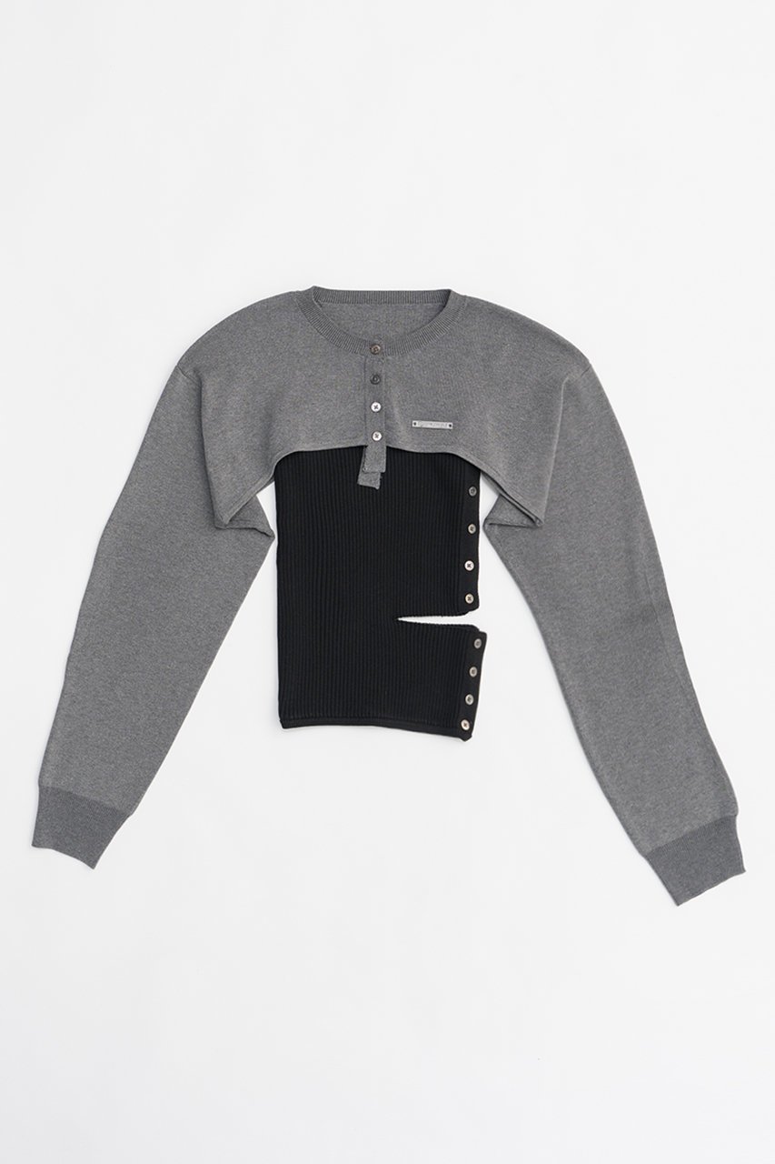 【プランク プロジェクト/PRANK PROJECT】のマルチウェイコンビニット / Multi-way Combination Knit インテリア・キッズ・メンズ・レディースファッション・服の通販 founy(ファウニー) 　ファッション　Fashion　レディースファッション　Fashion for Women　トップス・カットソー　Cut & Sew Tops　ニット　Knit Tops & Sweaters　カーディガン・羽織り　Layered Style Cardigans　おすすめ　Recommended / Our Picks　インナー　Innerwear　カーディガン　Cardigan, Knitwear　コンビ　Combo, Combination Style　スリット　Slit, Slit Detail　ボレロ　Bolero, Short Cardigan　夏　Summer　BLK(ブラック)|ID: prp329100004887673 ipo3291000000036640192