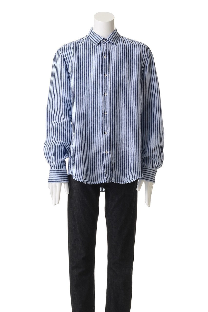 【フランク&アイリーン/Frank&Eileen / MEN】の【MEN】FINBAR イタリアンリネン ライトブルーストライプシャツ 人気、トレンドファッション・服の通販 founy(ファニー) 　ファッション　Fashion　メンズファッション　Fashion for Men　ストライプ　Stripe, Striped Pattern　スリーブ　Sleeve, Long Sleeve / Short Sleeve　センター　Center, Center Line　デニム　Denim, Jeans Material　リネン　Linen, Linen Fabric　ロング　Long, Long-Length　エレガント 上品　Elegant　ビジネス 仕事 通勤　Business / Work / Commuting　other-2|ID: prp329100004887692 ipo3291000000036496898