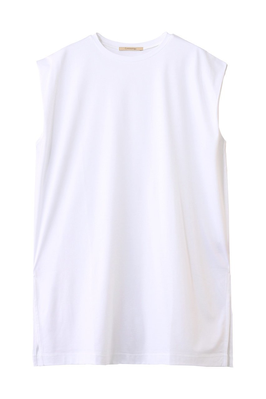 【カレンソロジー/Curensology】のNWタックスリーブTEE インテリア・キッズ・メンズ・レディースファッション・服の通販 founy(ファニー) 　ファッション　Fashion　レディースファッション　Fashion for Women　トップス・カットソー　Cut & Sew Tops　シャツ・ブラウス・オフィスカジュアル　Elegant Blouses & Button-Ups　ロングTシャツ・Tシャツ　Longline T-Shirts & Tees　カットソー・ベーシックTシャツ　Cut-and-Sewn Tops / Stretch Tees & Basics　ショート　Short, Short Length　シンプル　Simple, Minimal　スリット　Slit, Slit Detail　スリーブ　Sleeve, Long Sleeve / Short Sleeve　ファブリック　Fabric, Textile　ボトム　Bottoms, Lower Wear　ホワイト|ID: prp329100004887698 ipo3291000000036496973