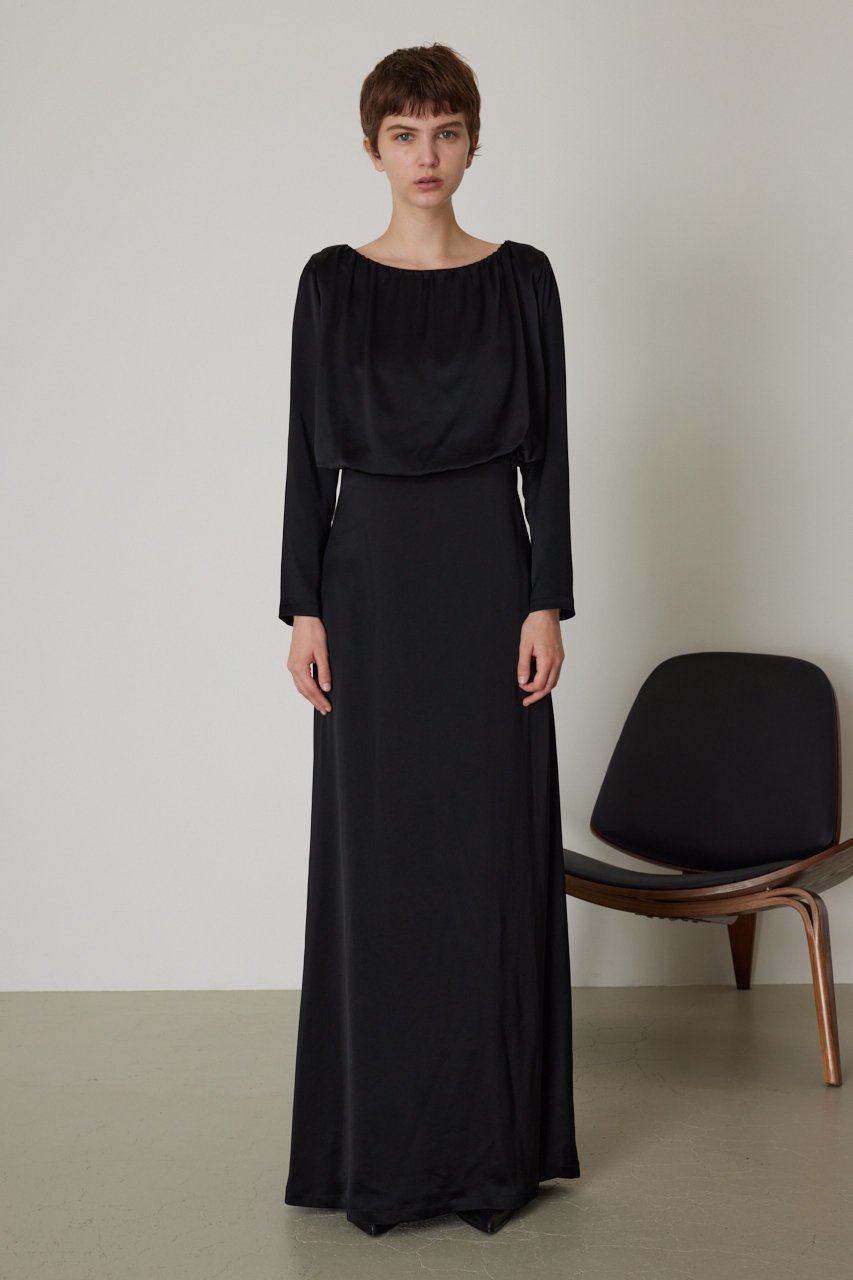 【リムアーク/RIM.ARK】のArch motif long dress/ドレス・ワンピース 人気、トレンドファッション・服の通販 founy(ファニー) 　ファッション　Fashion　レディースファッション　Fashion for Women　ワンピース　Dresses　フォーマル・パーティードレス・結婚式用ドレス　Elegant & Casual Dresses　チュニック　Tunic Tops & Dresses　イレギュラー　Irregular Design　ギャザー　Gathered, Ruffled　サテン　Satin, Glossy Fabric　チュニック　Tunic, Long Top　ドレス　Dress, One-Piece　ロング　Long, Long-Length　other-8|ID: prp329100004887731 ipo3291000000036497416