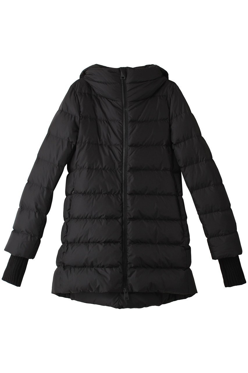 【ヘルノ/HERNO】のナイロンダウン フーディーコート インテリア・キッズ・メンズ・レディースファッション・服の通販 founy(ファニー) 　ファッション　Fashion　レディースファッション　Fashion for Women　アウター　Coat / Outerwear Collection　コート・ロングコート・ピーコート　Long Coats, Peacoats & More　ダウン　Down, Puffer　バランス　Balance, Style Balance　フィット　Fit, Slim Fit　ミドル　Middle Length, Mid Height　リブニット　Rib Knit, Ribbed Knit　エレガント 上品　Elegant　軽量　Lightweight, Ultra Light　防寒　Cold Protection, Winter-Ready　ブラック|ID: prp329100004887761 ipo3291000000036497974