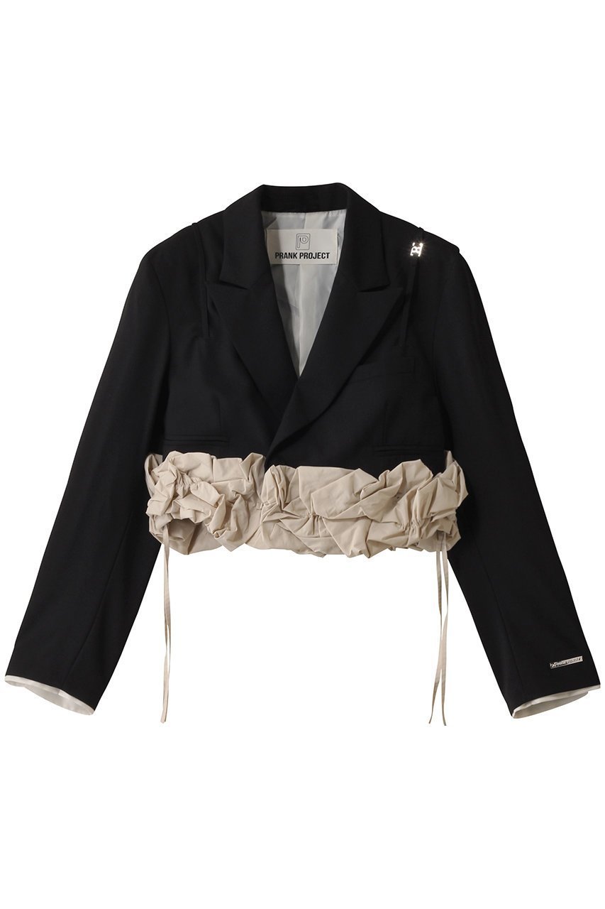 【プランク プロジェクト/PRANK PROJECT】のボリュームモチーフショートジャケット / Volume Motif Short Jacket インテリア・キッズ・メンズ・レディースファッション・服の通販 founy(ファニー) ファッション Fashion レディースファッション Fashion for Women アウター Coat / Outerwear Collection レディースジャケット・軽アウター Jackets キャミ Camisole, Cami Top コンパクト Compact, Small Size ショート Short, Short Length シンプル Simple, Minimal ジャケット Jacket, Outerwear ストレート Straight, Straight Cut ビスチェ Bustier, Corset Top ボトム Bottoms, Lower Wear モチーフ Motif, Design Theme リネン Linen, Linen Fabric ワイド Wide, Wide Fit おすすめ Recommended / Our Picks BLK(ブラック)|ID: prp329100004887811 ipo3291000000036498692