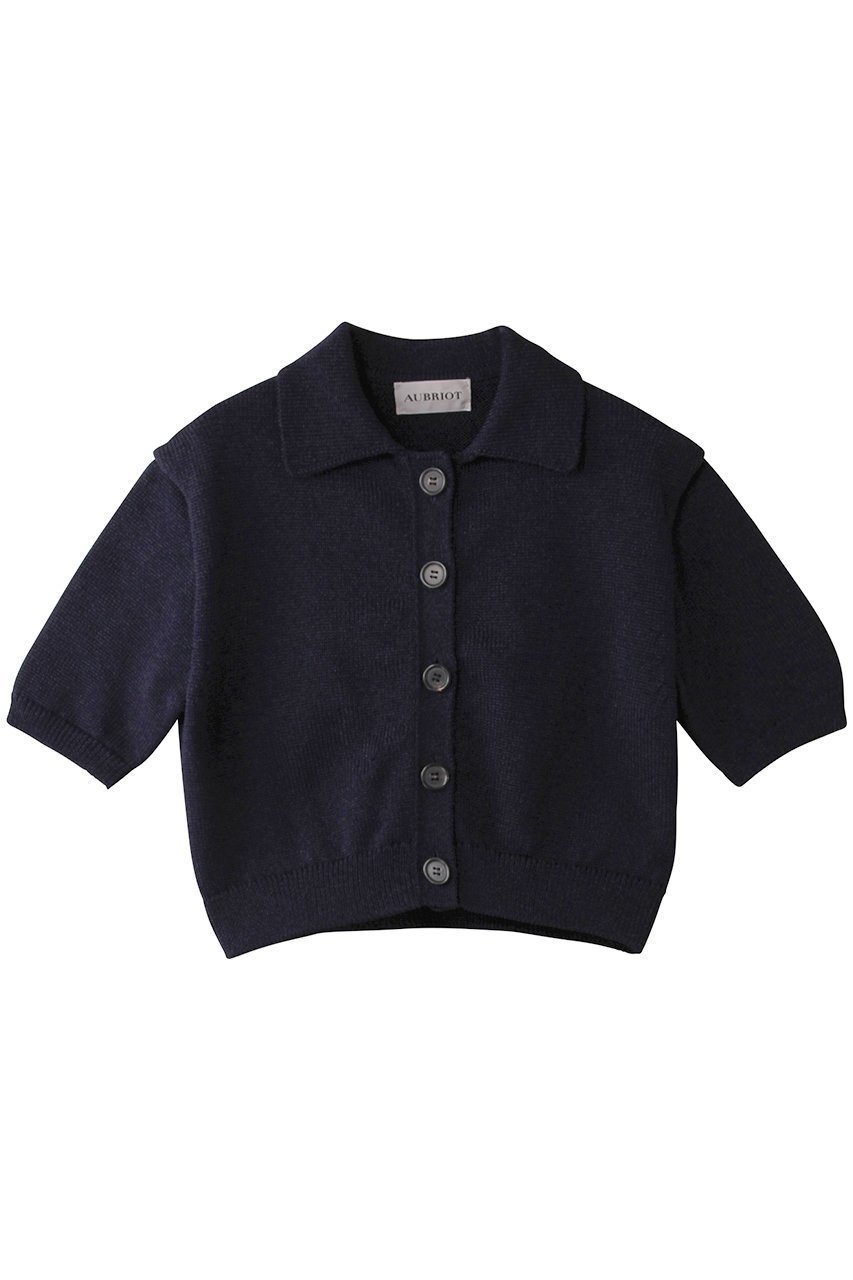 【オブリオ/AUBRIOT】のポロカラー クロップドカーディガン インテリア・キッズ・メンズ・レディースファッション・服の通販 founy(ファニー) 　ファッション　Fashion　レディースファッション　Fashion for Women　トップス・カットソー　Cut & Sew Tops　ニット　Knit Tops & Sweaters　カーディガン・羽織り　Layered Style Cardigans　カーディガン　Cardigan, Knitwear　クラシック　Classic, Timeless Style　コンパクト　Compact, Small Size　ヴィンテージ　Vintage Style　ネイビー|ID: prp329100004887832 ipo3291000000036499210