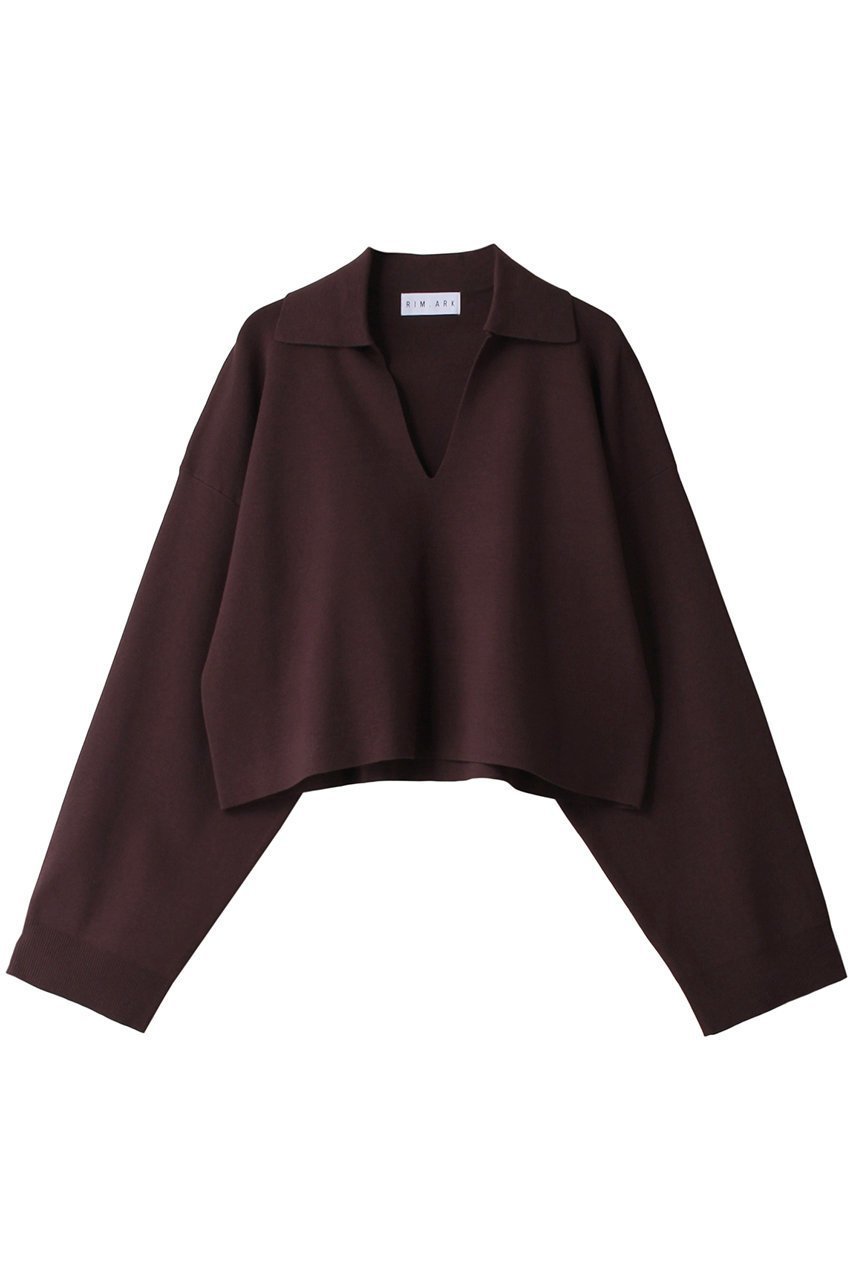 【リムアーク/RIM.ARK】のSmooth touch skipper knit tops/トップス インテリア・キッズ・メンズ・レディースファッション・服の通販 founy(ファニー) 　ファッション　Fashion　レディースファッション　Fashion for Women　トップス・カットソー　Cut & Sew Tops　ニット　Knit Tops & Sweaters　カジュアルプルオーバー・ニットトップス　Pullovers & Knit Tops / Casual Pullovers　ショート　Short, Short Length　シンプル　Simple, Minimal　エレガント 上品　Elegant　ダークブラウン|ID: prp329100004887840 ipo3291000000036499421