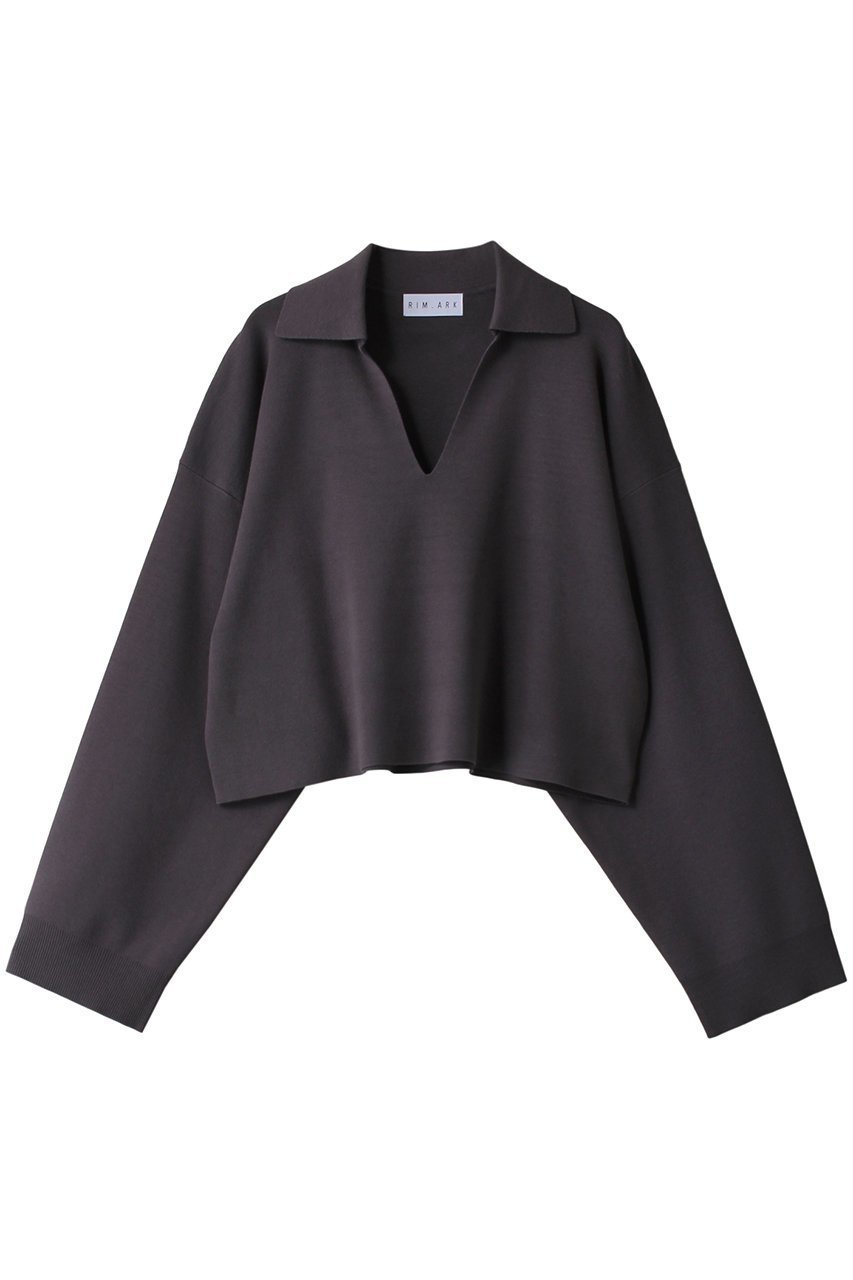 【リムアーク/RIM.ARK】のSmooth touch skipper knit tops/トップス インテリア・キッズ・メンズ・レディースファッション・服の通販 founy(ファニー) 　ファッション　Fashion　レディースファッション　Fashion for Women　トップス・カットソー　Cut & Sew Tops　ニット　Knit Tops & Sweaters　カジュアルプルオーバー・ニットトップス　Pullovers & Knit Tops / Casual Pullovers　ショート　Short, Short Length　シンプル　Simple, Minimal　エレガント 上品　Elegant　ダークグレー|ID: prp329100004887840 ipo3291000000036499422