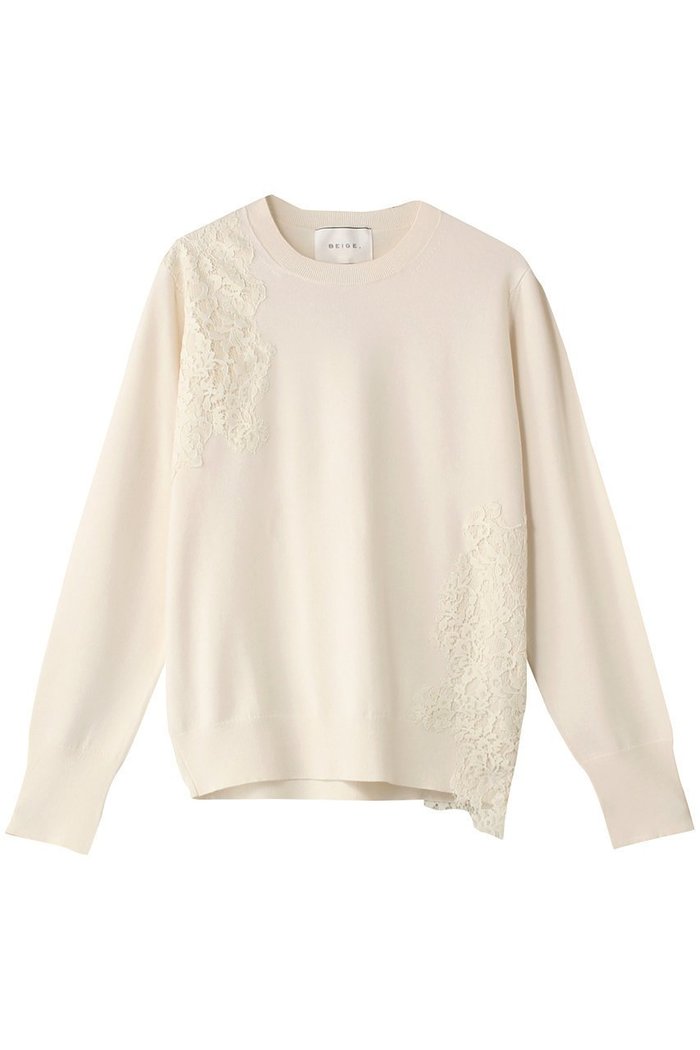【ベイジ,/BEIGE,】のWILLOW(ウィロウ)/アシンメトリーレースクルーネックニット インテリア・キッズ・メンズ・レディースファッション・服の通販 founy(ファウニー) https://founy.com/ ファッション Fashion レディースファッション Fashion for Women トップス・カットソー Cut & Sew Tops ニット Knit Tops & Sweaters カジュアルプルオーバー・ニットトップス Pullovers & Knit Tops / Casual Pullovers アシンメトリー Asymmetrical Style ベーシック Basic, Essential レース Lace, Lace Fabric エレガント 上品 Elegant |ID: prp329100004887841 ipo3291000000036499457