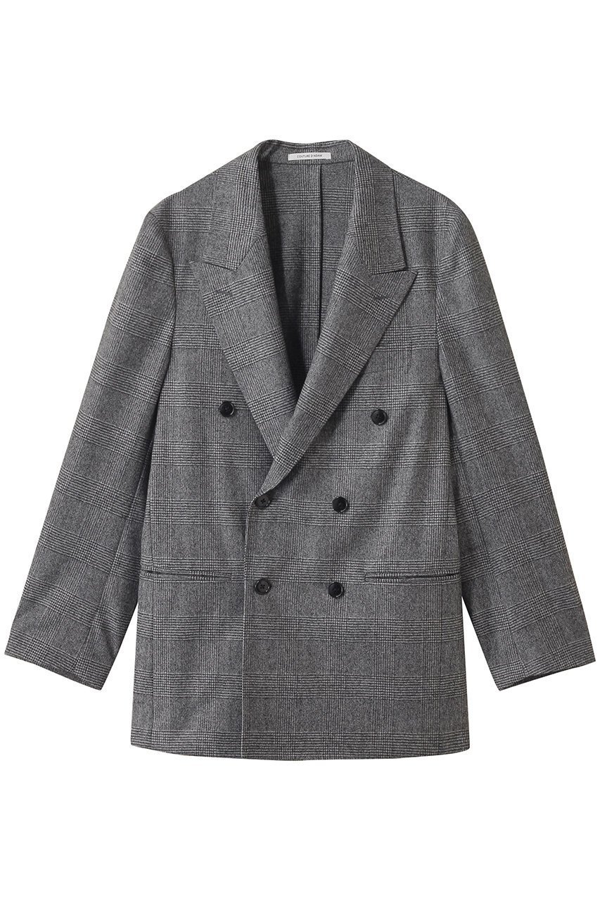 【クチュールドアダム/COUTURE D'ADAM】のグレンチェックダブルジャケット インテリア・キッズ・メンズ・レディースファッション・服の通販 founy(ファニー) 　ファッション　Fashion　レディースファッション　Fashion for Women　アウター　Coat / Outerwear Collection　レディースジャケット・軽アウター　Jackets　ジャケット　Jacket, Outerwear　チェック　Check, Plaid, Tartan　ドレス　Dress, One-Piece　ハンド　Hand, Handmade　パターン　Pattern, Design Print　フランス　France, French　グレー|ID: prp329100004887981 ipo3291000000036501633