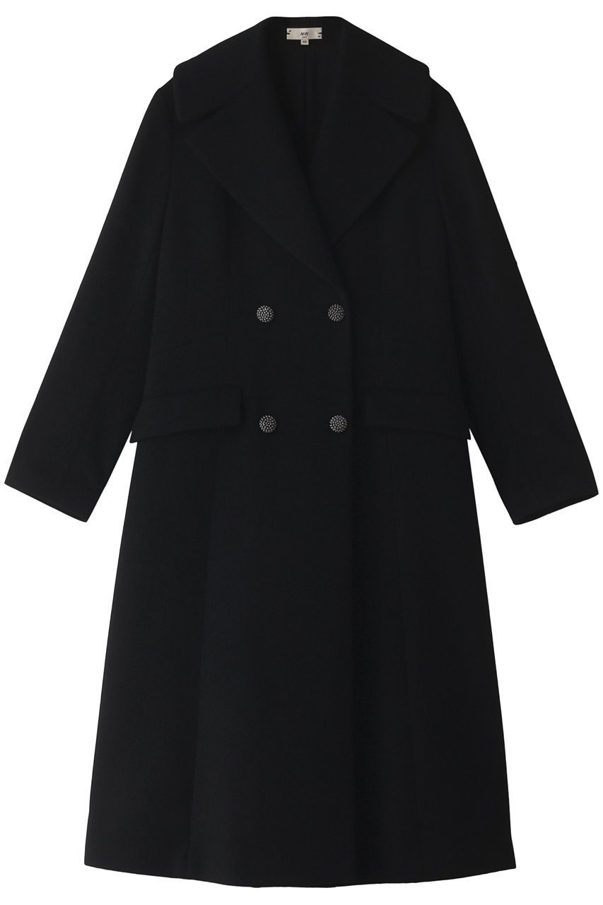 【エムダブリュー/MW】のソフトウール ダブル ロングコート インテリア・キッズ・メンズ・レディースファッション・服の通販 founy(ファニー) 　ファッション　Fashion　レディースファッション　Fashion for Women　アウター　Coat / Outerwear Collection　コート・ロングコート・ピーコート　Long Coats, Peacoats & More　スタイリッシュ　Stylish, Fashionable　ダブル　Double, Double-Breasted　マニッシュ　Mannish, Boyish　ロング　Long, Long-Length　エレガント 上品　Elegant　ブラック|ID: prp329100004888003 ipo3291000000036502040