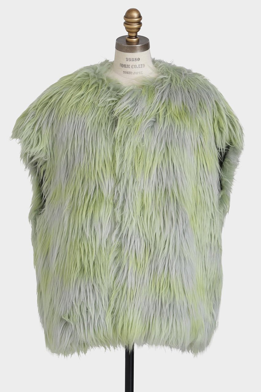 【ヒューエルミュージアム/hueLe Museum】の【STUMBLY】Gradation Dyed Fur Touch Gilet インテリア・キッズ・メンズ・レディースファッション・服の通販 founy(ファウニー) 　ファッション　Fashion　レディースファッション　Fashion for Women　アウター　Coat / Outerwear Collection　レディースジャケット・軽アウター　Jackets　シンプル　Simple, Minimal　ジャカード／ジャガード　Jacquard, Woven Pattern　ジャケット　Jacket, Outerwear　フロント　Front, Front Design　ミックス　Mix, Mixed Style　リアル　Real, Realistic　エレガント 上品　Elegant　ライトグリーン|ID: prp329100004888021 ipo3291000000036502249