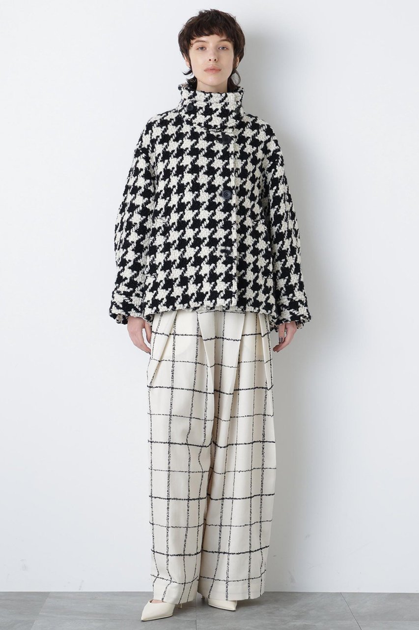 【ヒューエルミュージアム/hueLe Museum】の【hLM】ビッグハウンドトゥースコート 人気、トレンドファッション・服の通販 founy(ファニー) 　ファッション　Fashion　レディースファッション　Fashion for Women　アウター　Coat / Outerwear Collection　コート・ロングコート・ピーコート　Long Coats, Peacoats & More　クラシック　Classic, Timeless Style　ショート　Short, Short Length　スタンド　Stand Collar, Upright Stand　スリーブ　Sleeve, Long Sleeve / Short Sleeve　エレガント 上品　Elegant　other-3|ID: prp329100004888045 ipo3291000000036502671