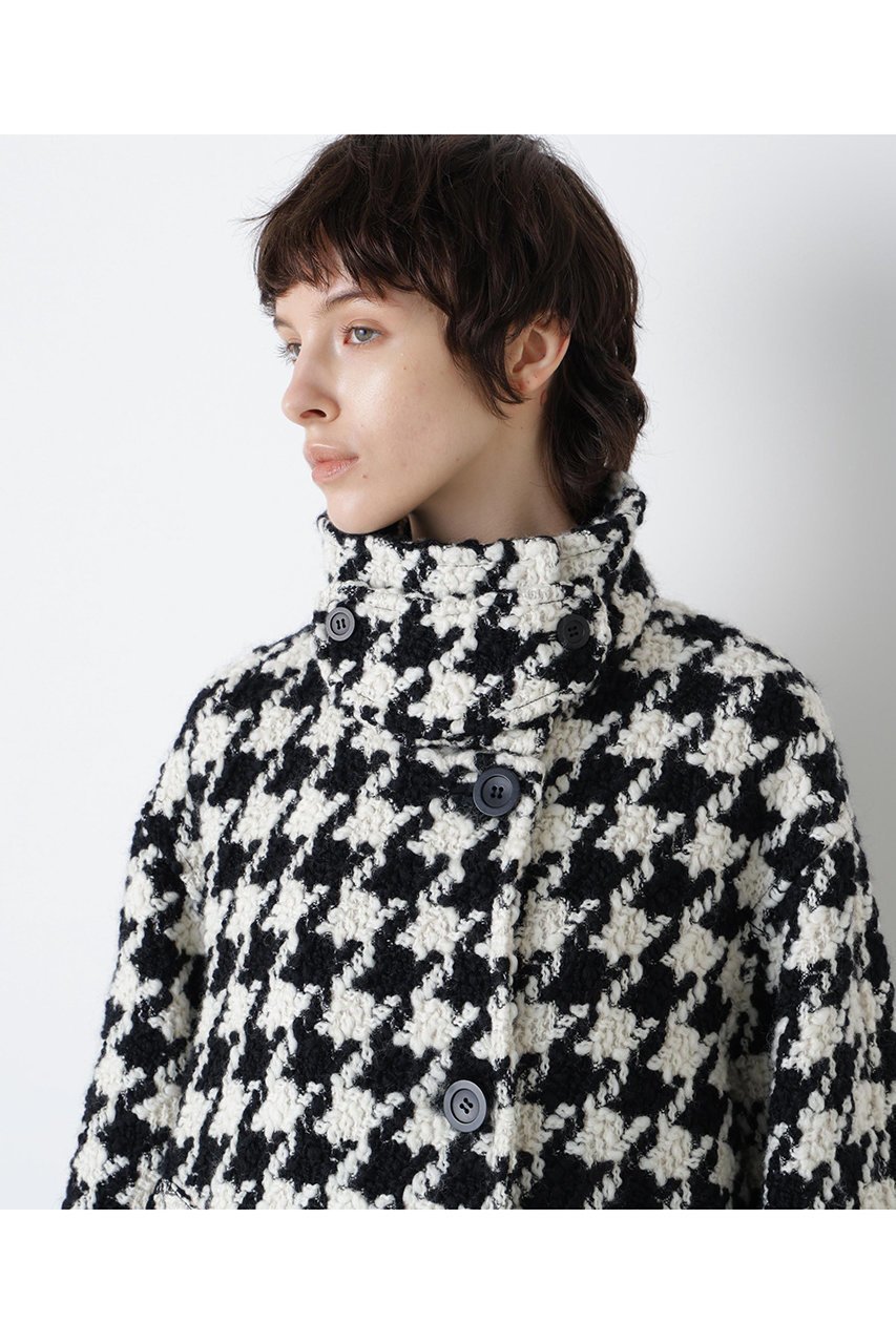 【ヒューエルミュージアム/hueLe Museum】の【hLM】ビッグハウンドトゥースコート 人気、トレンドファッション・服の通販 founy(ファニー) 　ファッション　Fashion　レディースファッション　Fashion for Women　アウター　Coat / Outerwear Collection　コート・ロングコート・ピーコート　Long Coats, Peacoats & More　クラシック　Classic, Timeless Style　ショート　Short, Short Length　スタンド　Stand Collar, Upright Stand　スリーブ　Sleeve, Long Sleeve / Short Sleeve　エレガント 上品　Elegant　other-6|ID: prp329100004888045 ipo3291000000036502674