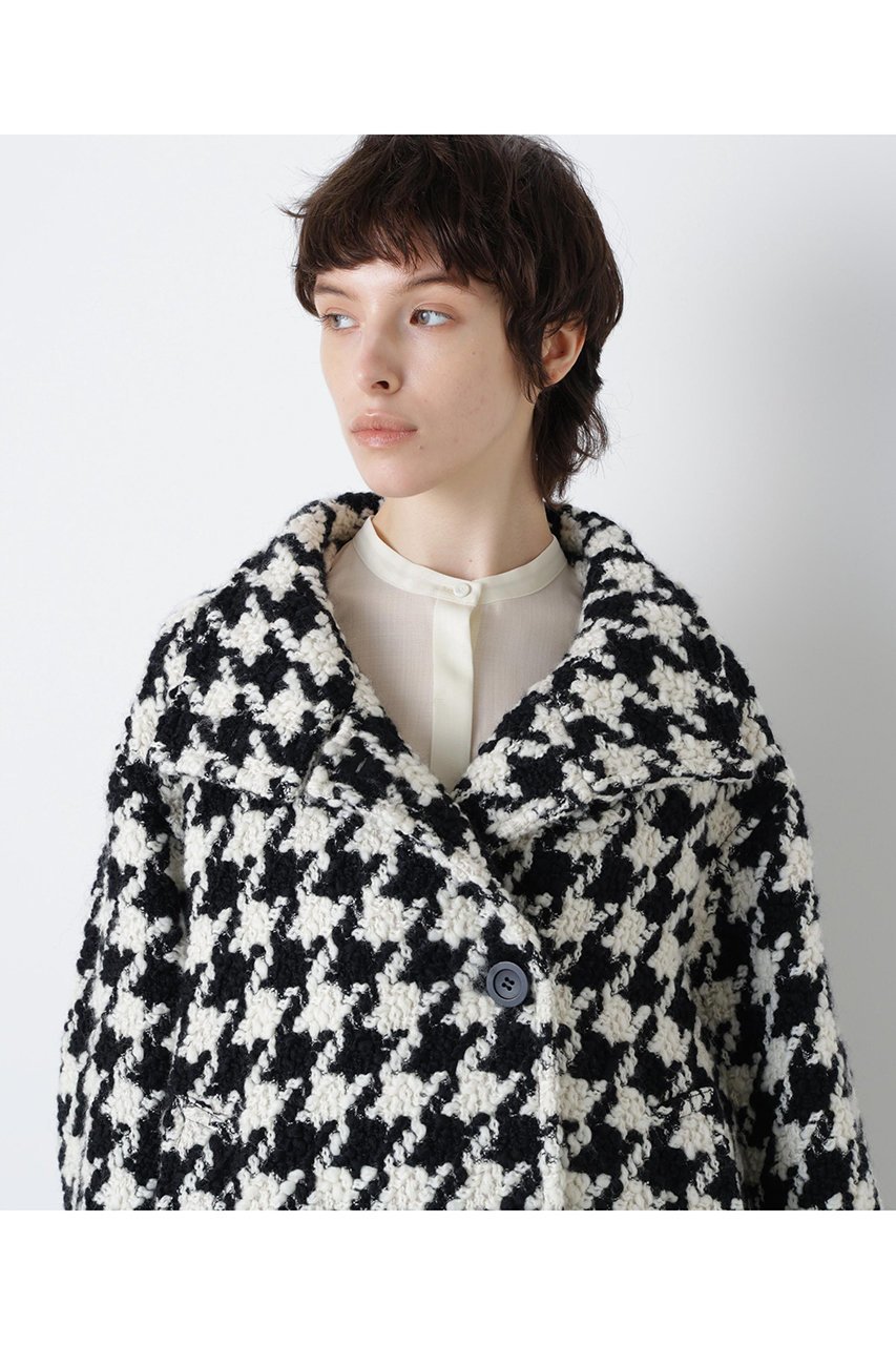 【ヒューエルミュージアム/hueLe Museum】の【hLM】ビッグハウンドトゥースコート 人気、トレンドファッション・服の通販 founy(ファニー) 　ファッション　Fashion　レディースファッション　Fashion for Women　アウター　Coat / Outerwear Collection　コート・ロングコート・ピーコート　Long Coats, Peacoats & More　クラシック　Classic, Timeless Style　ショート　Short, Short Length　スタンド　Stand Collar, Upright Stand　スリーブ　Sleeve, Long Sleeve / Short Sleeve　エレガント 上品　Elegant　other-7|ID: prp329100004888045 ipo3291000000036502675